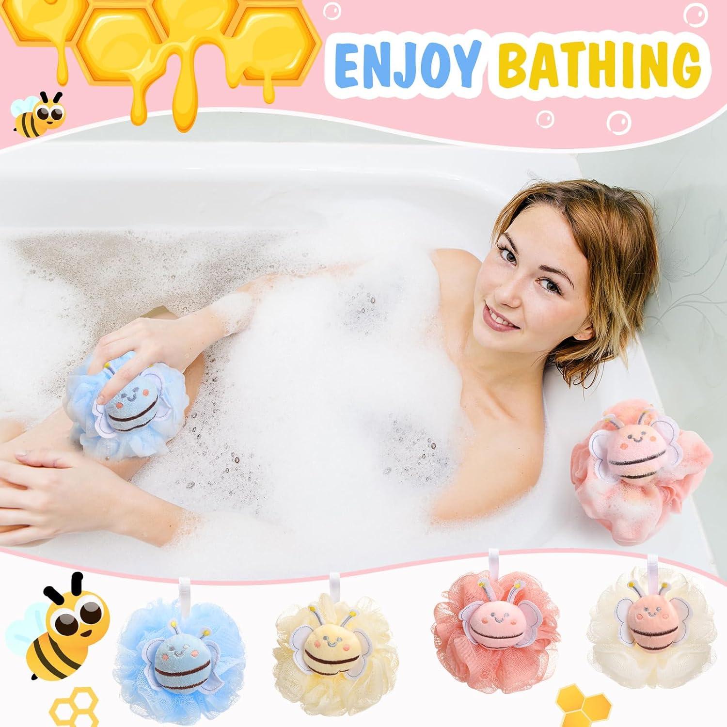 Set de 4 Esponjas de Baño Exfoliantes Reallnaive Abeja Multicolor