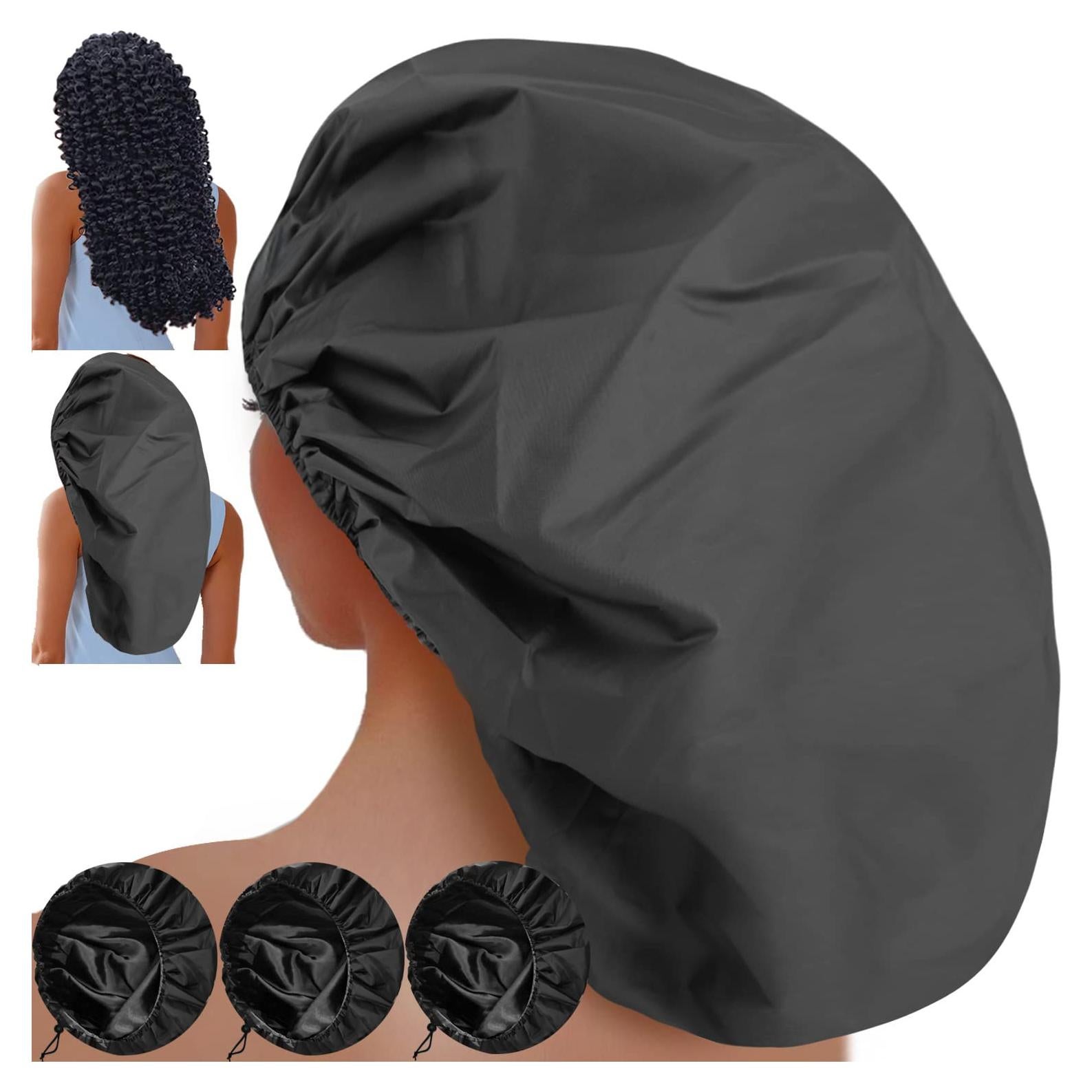 Gorro de Ducha Jumbo Ajustable SHEOMERN XXL Impermeable Negro
