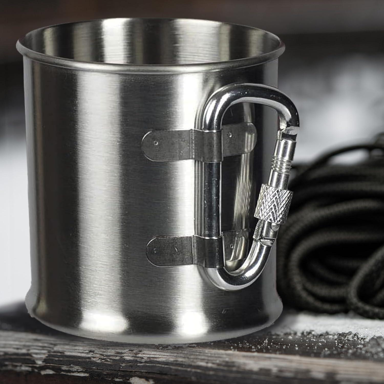 Taza de Camping M-Tac 250ml Acero Inoxidable con Carabinero