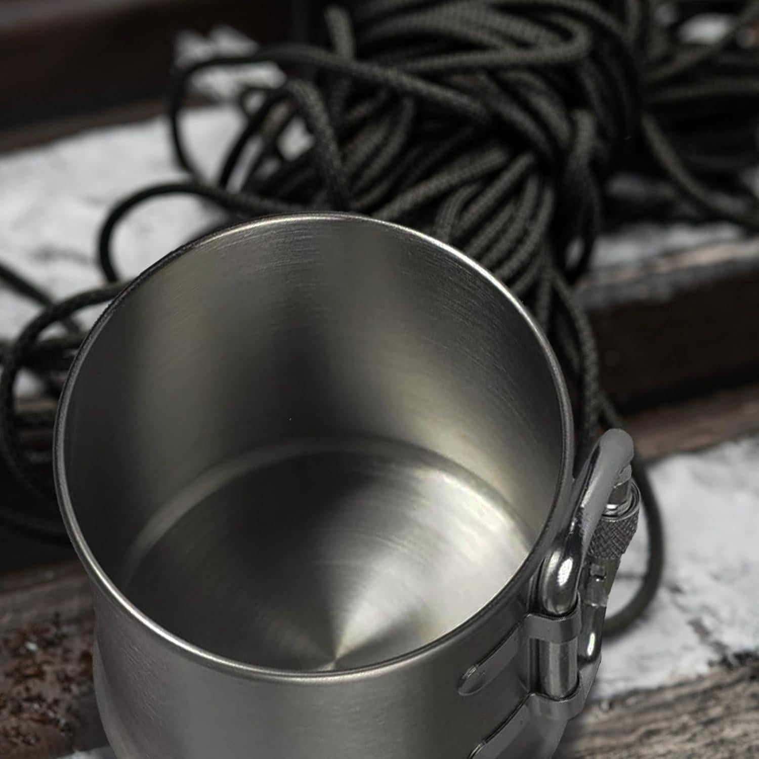 Taza de Camping M-Tac 250ml Acero Inoxidable con Carabinero