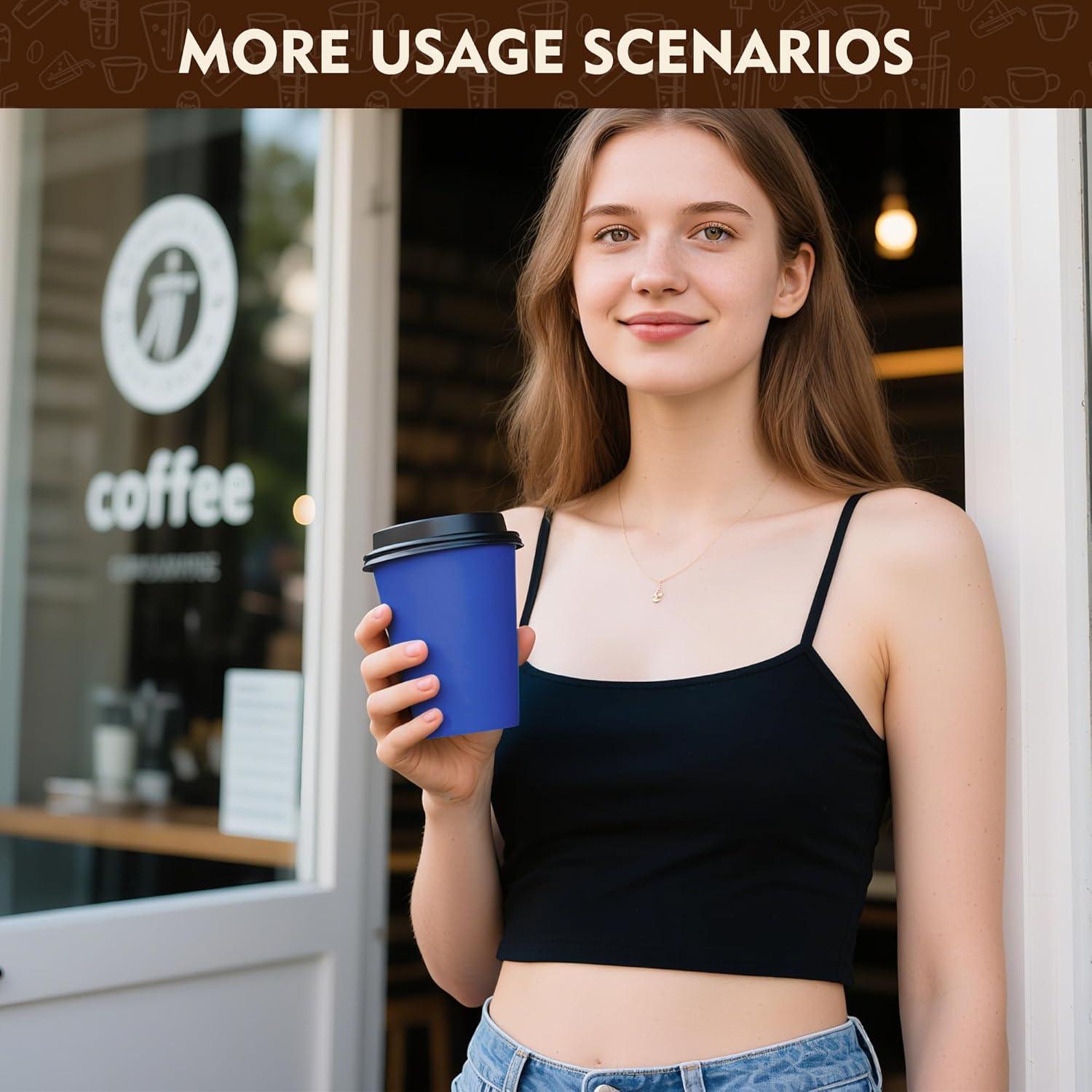 Tazas de Café Desechables YEEHAW 16 oz 100 Paquete con Tapas