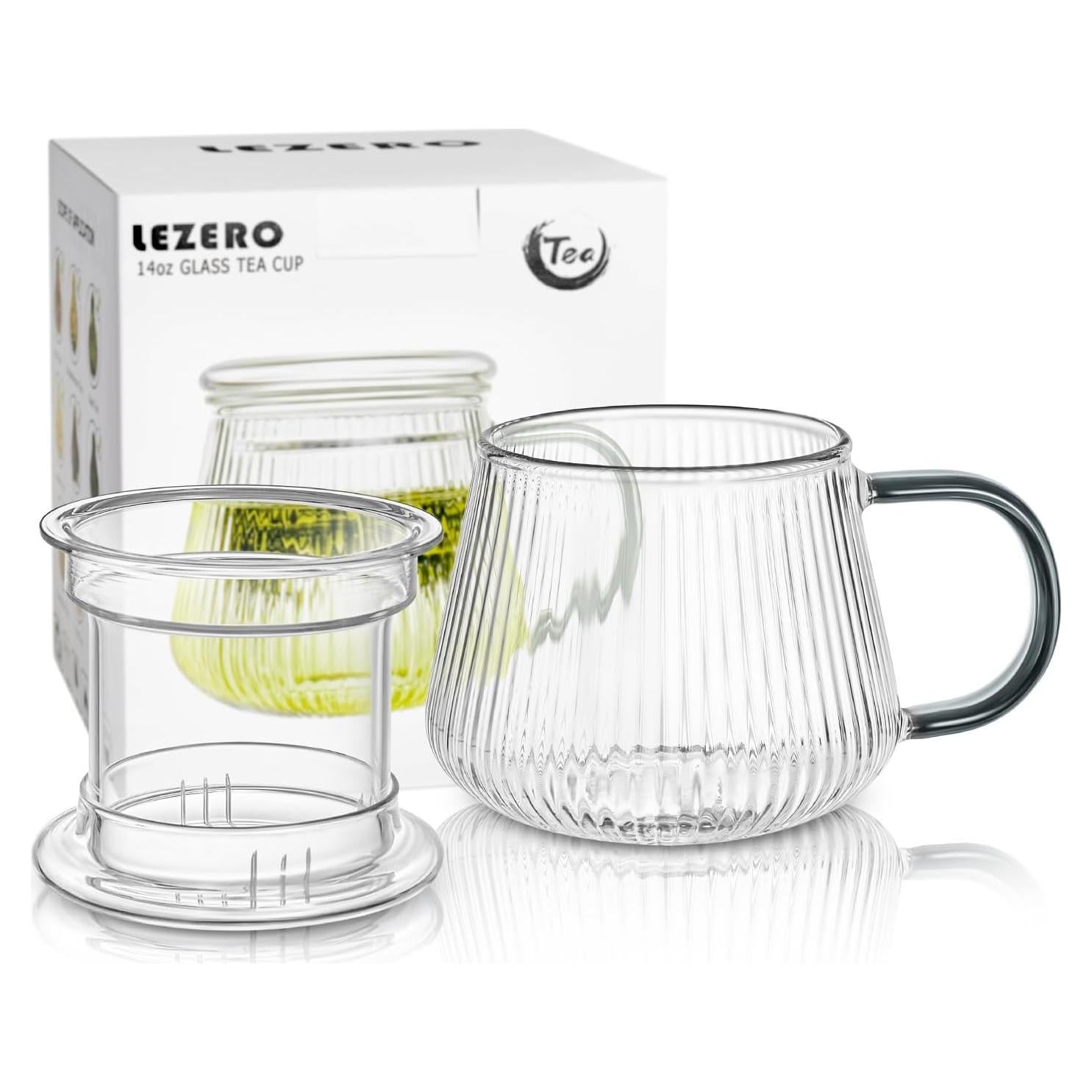 Taza Infusora de Té Lezero de Vidrio Borosilicato 414ml