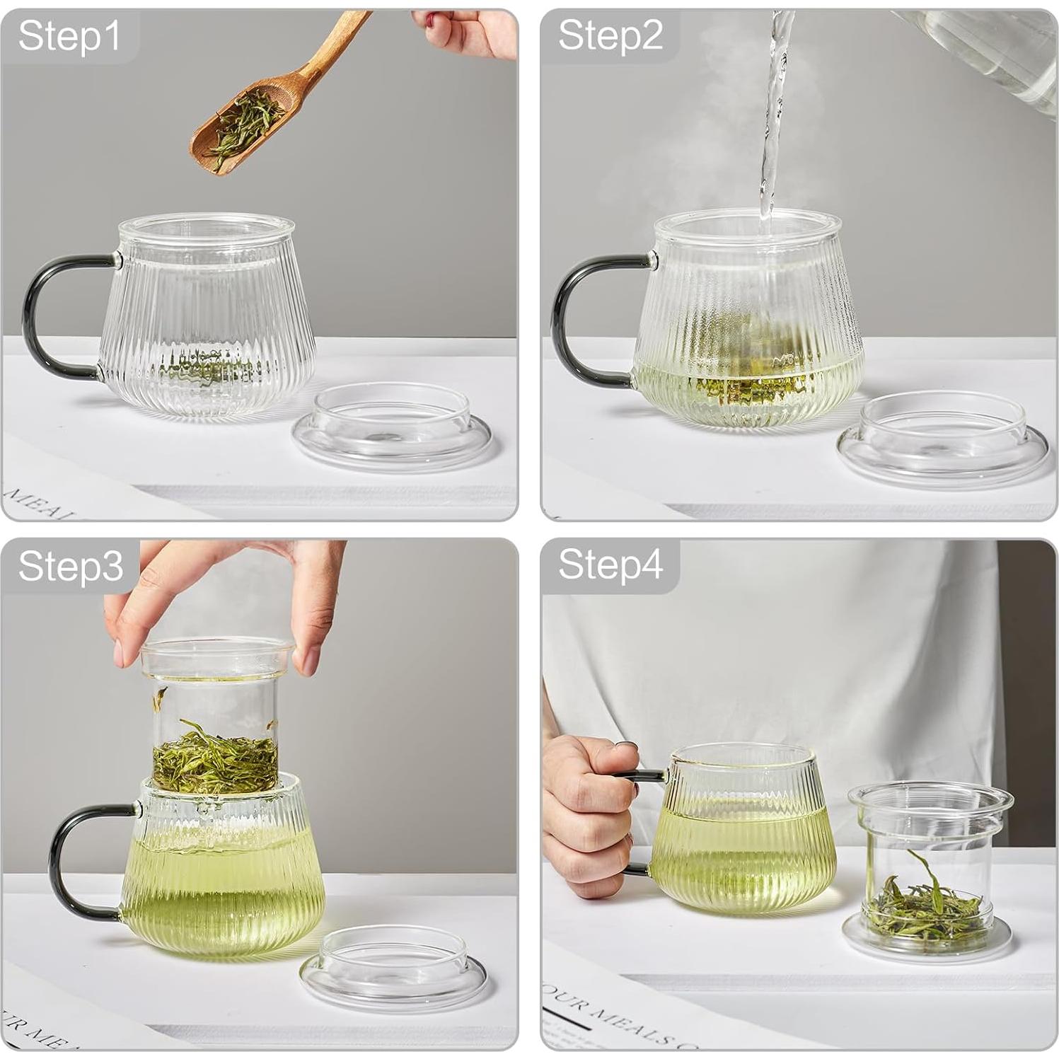 Taza Infusora de Té Lezero de Vidrio Borosilicato 414ml
