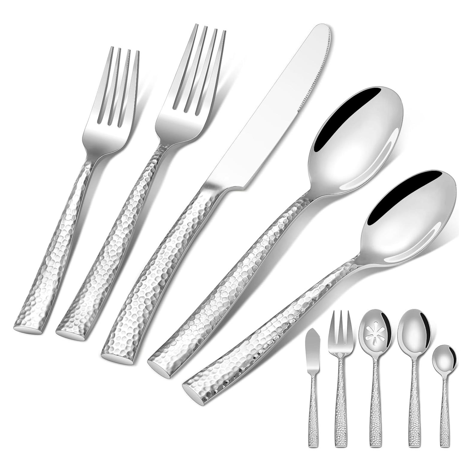 Juego de Cubiertos Martillados Ollex 65 Piezas para 12 Personas