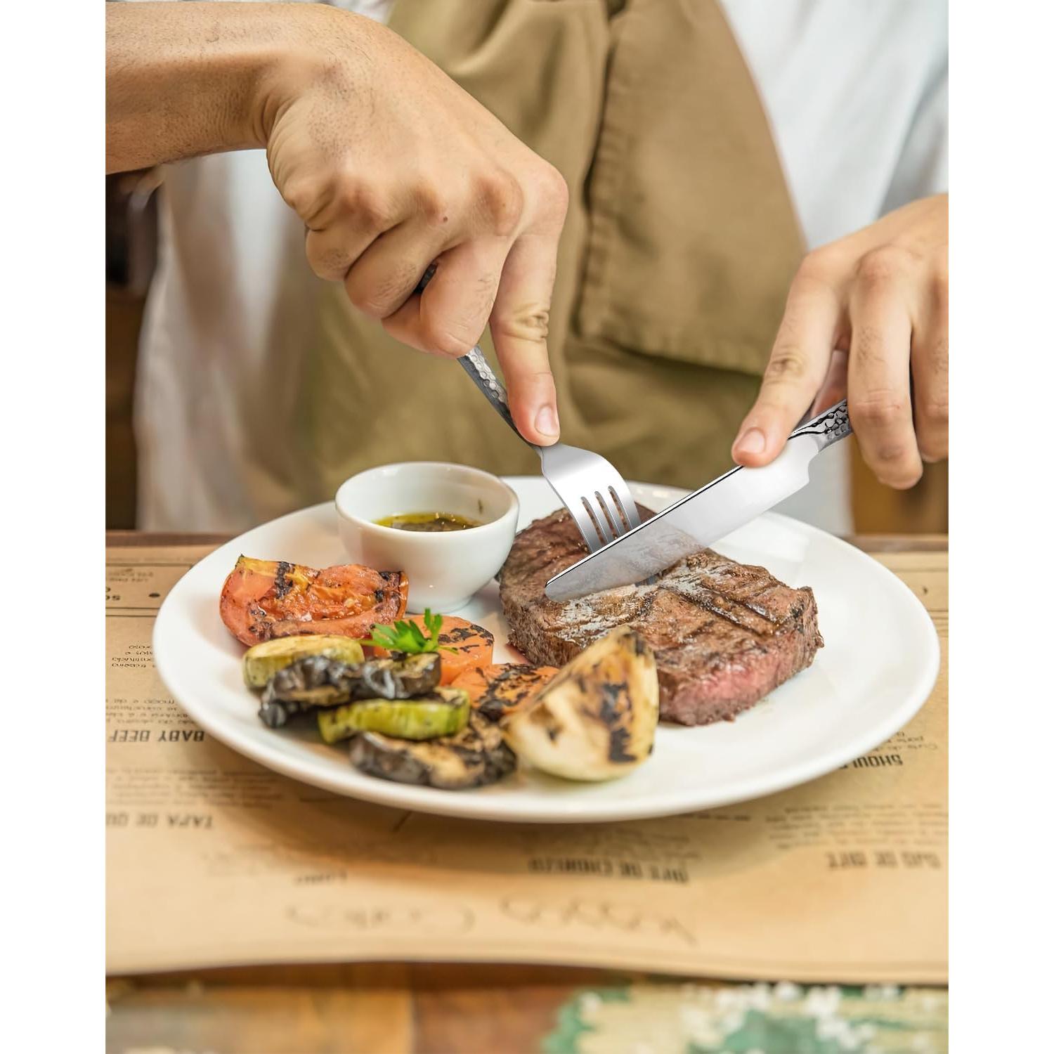 Juego de Cubiertos Martillados Ollex 65 Piezas para 12 Personas