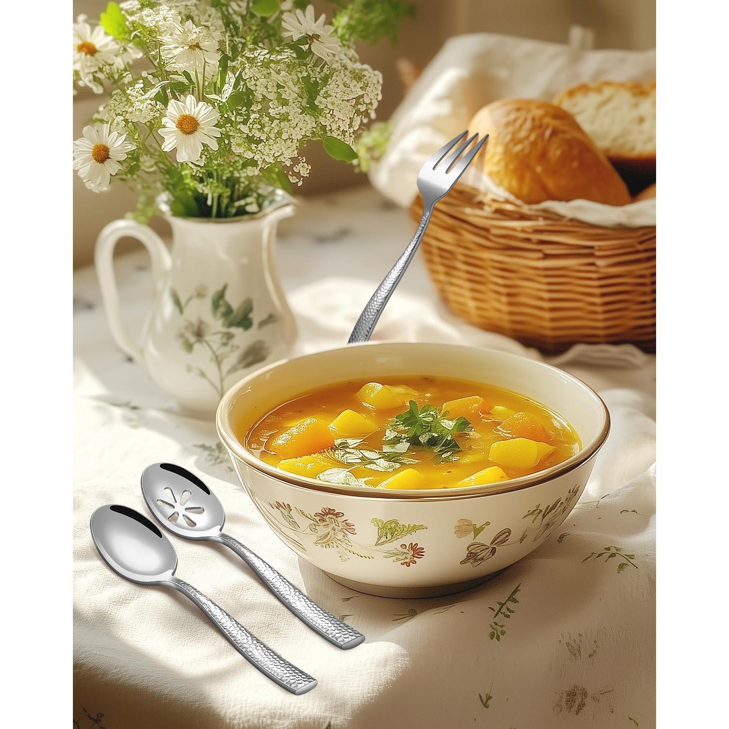 Juego de Cubiertos Martillados Ollex 65 Piezas para 12 Personas