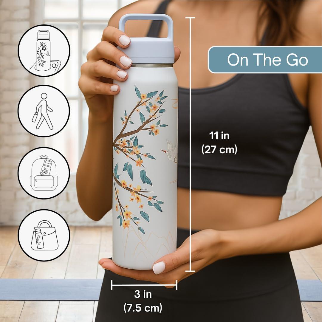 Botella Infusora de Té Farasi Azul 710 ml Acero Inoxidable Aislada