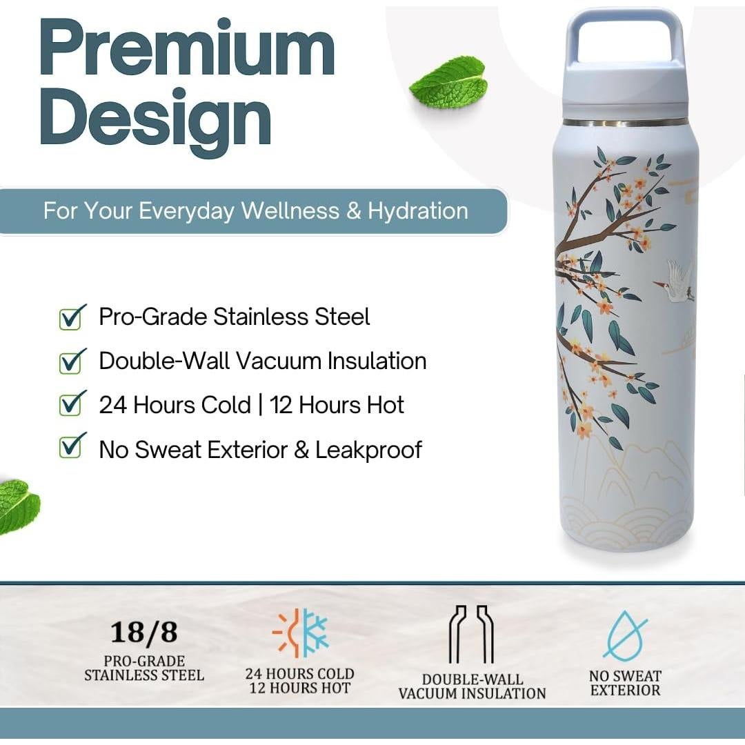 Botella Infusora de Té Farasi Azul 710 ml Acero Inoxidable Aislada