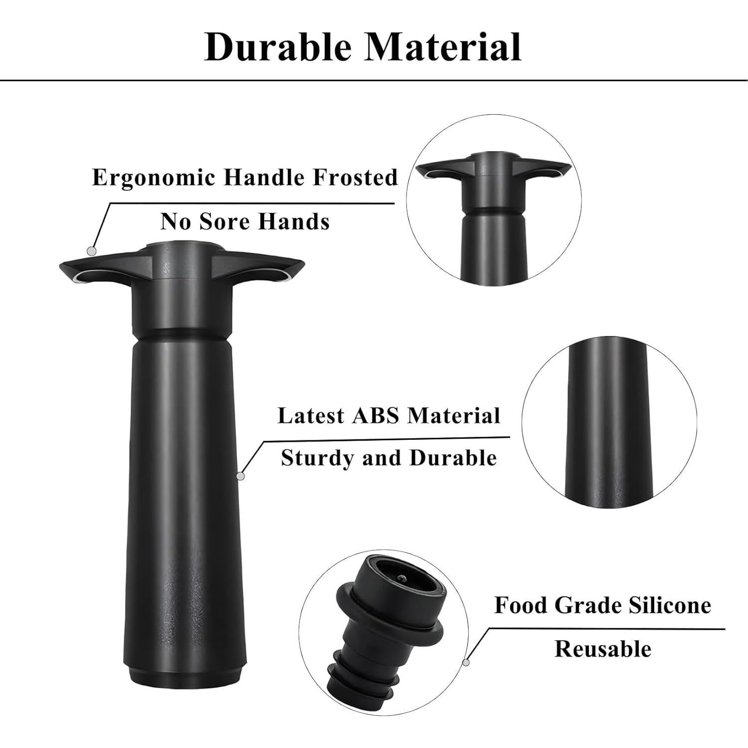 Juego de bomba de vacío Pafusen con 4 tapones de vino