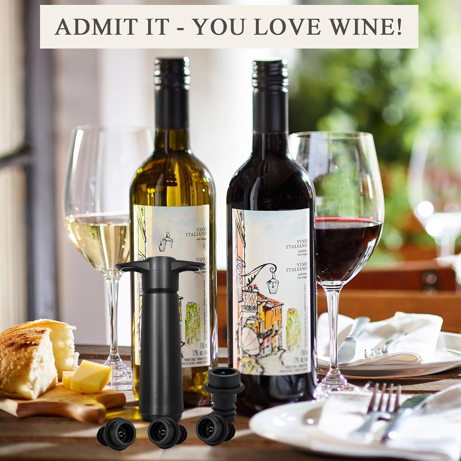 Juego de bomba de vacío Pafusen con 4 tapones de vino