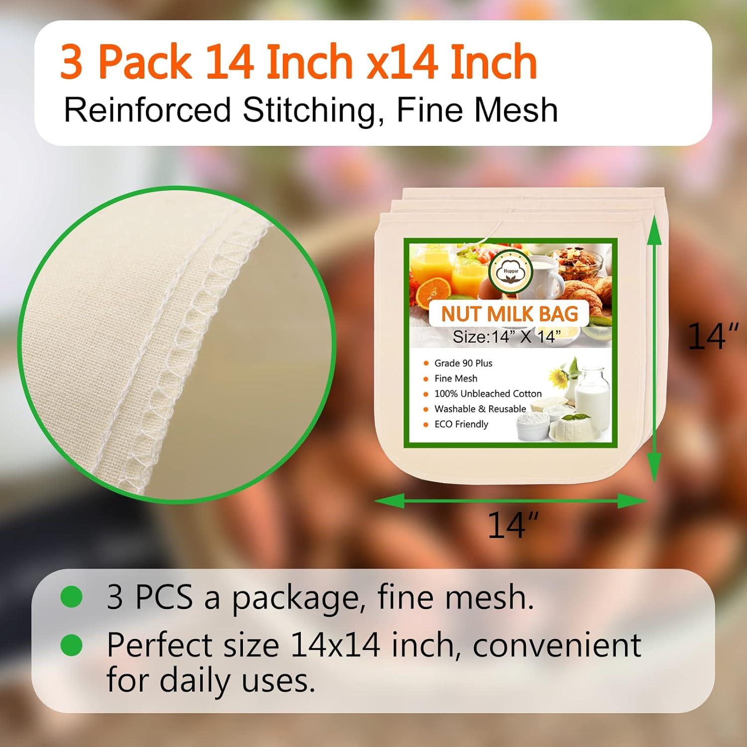 Paquete de 3 bolsas de gasa Huppar 35.56cm reutilizables