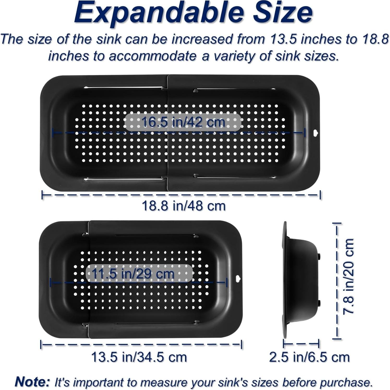 Colador de Fregadero Extensible YUNKWONG Negro 34.5-48 cm