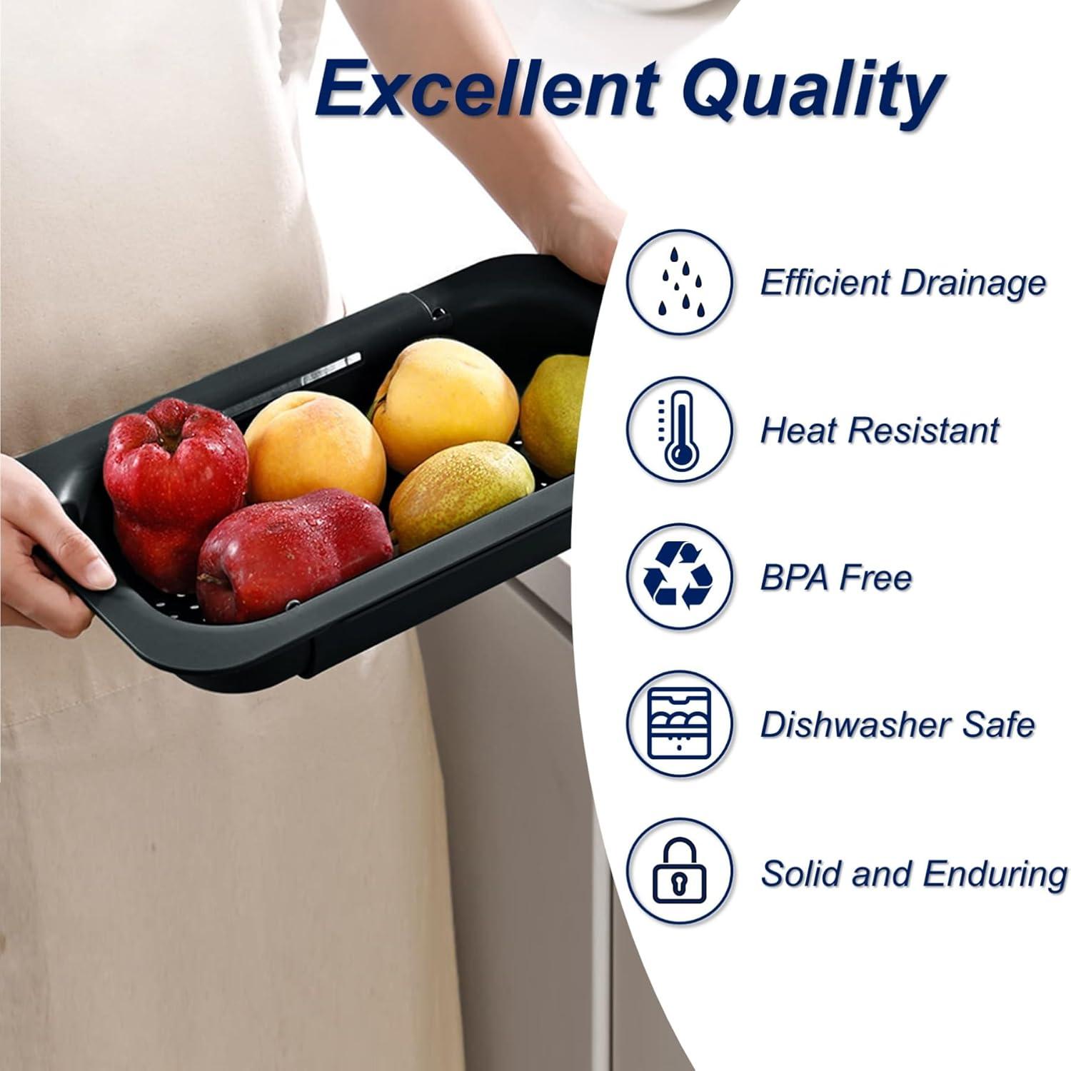 Colador de Fregadero Extensible YUNKWONG Negro 34.5-48 cm