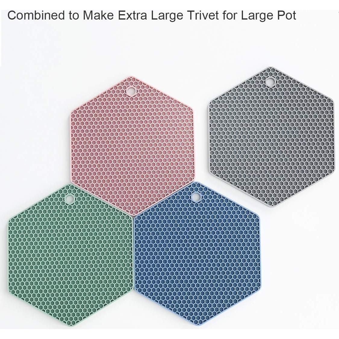 Juego de 4 Tapetes de Silicona Antideslizantes Colinda Beige