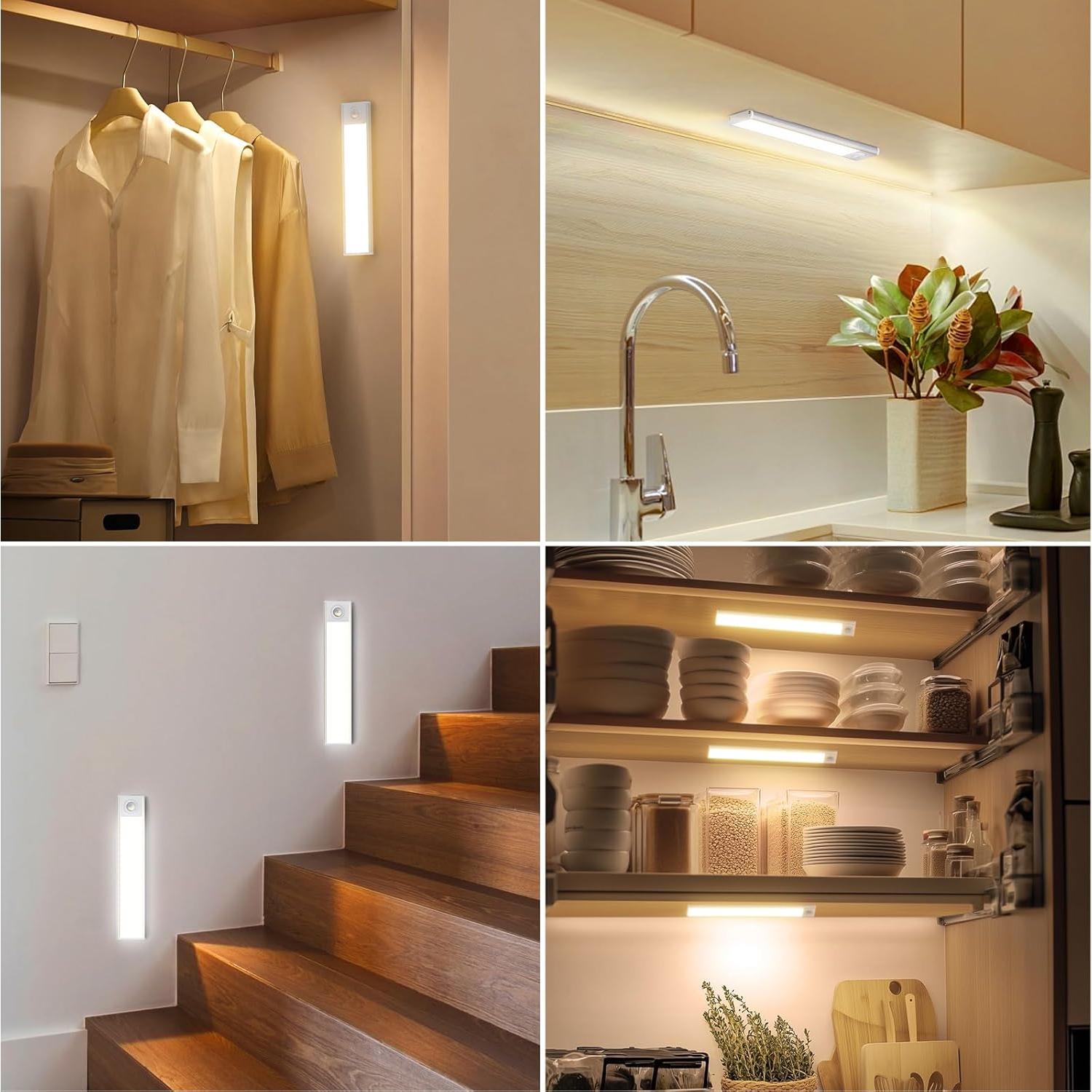 Luces Bajo Gabinete Olafus 30.48cm, 54 LED, Sensor Movimiento, USB