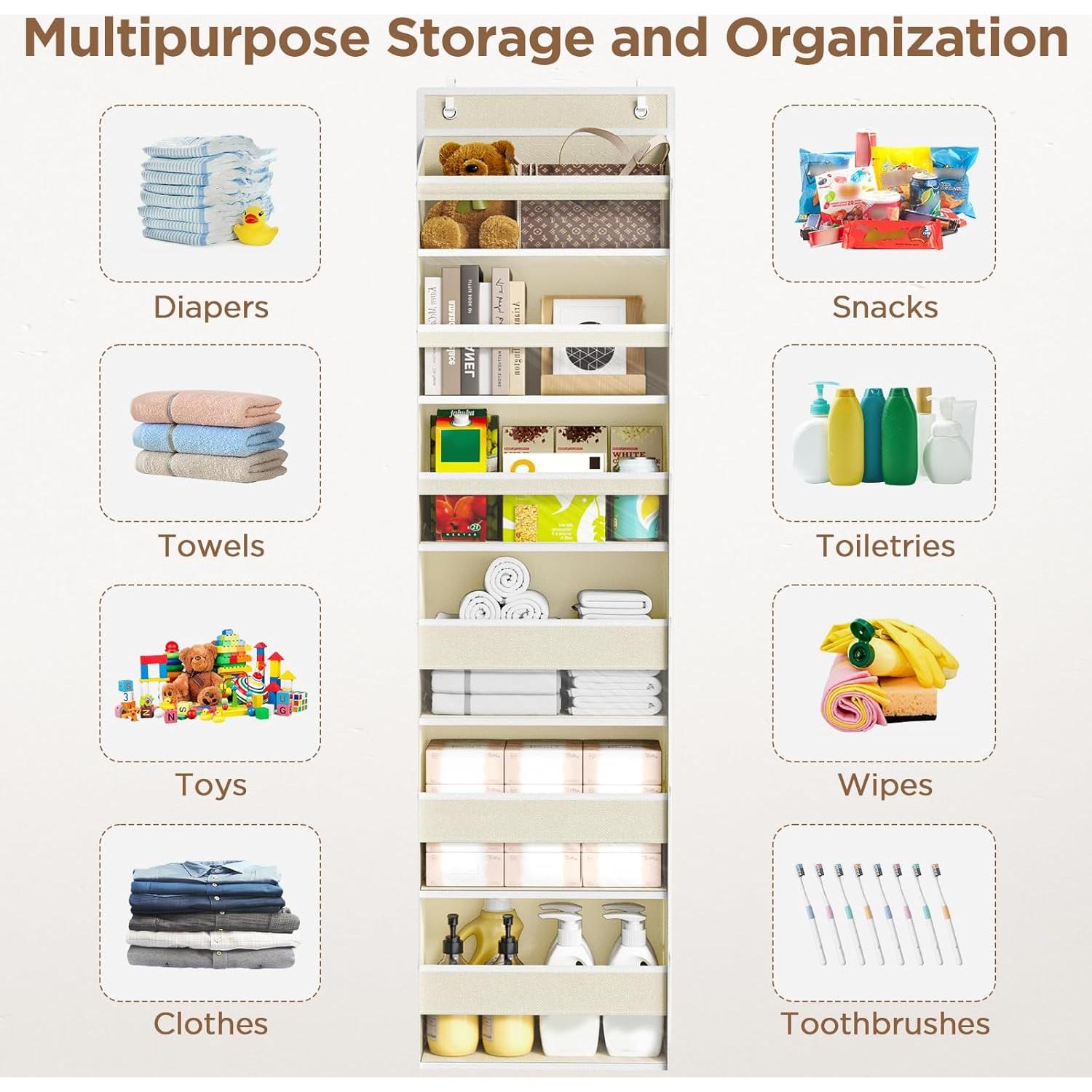 Organizador Colgante Mefirt de 6 Estantes Beige para Puerta