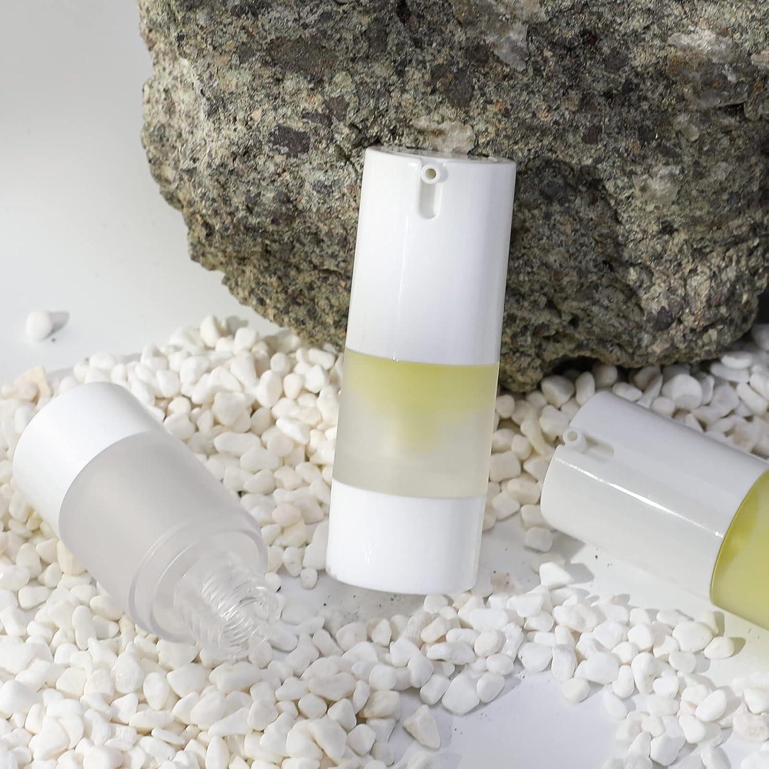 Botellas de bomba sin aire Longway 15ml esmeriladas - Paquete de 6