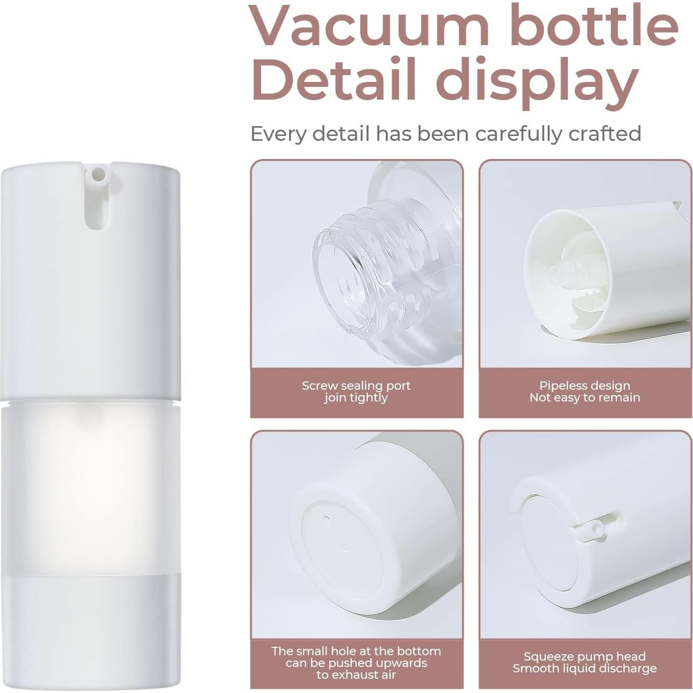 Botellas de bomba sin aire Longway 15ml esmeriladas - Paquete de 6