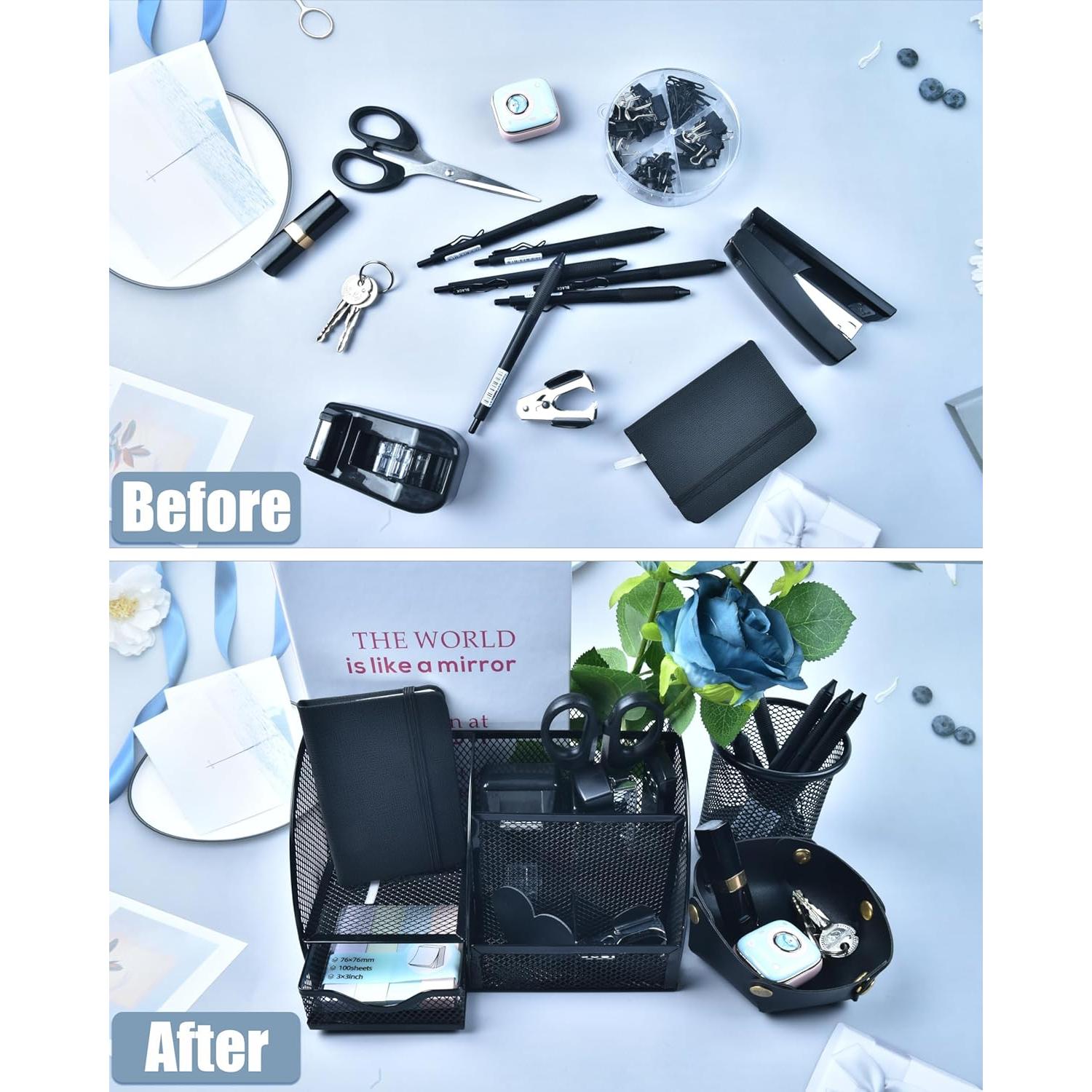 Accesorios de Escritorio LXEVIHK Negros 24 Piezas Organizador