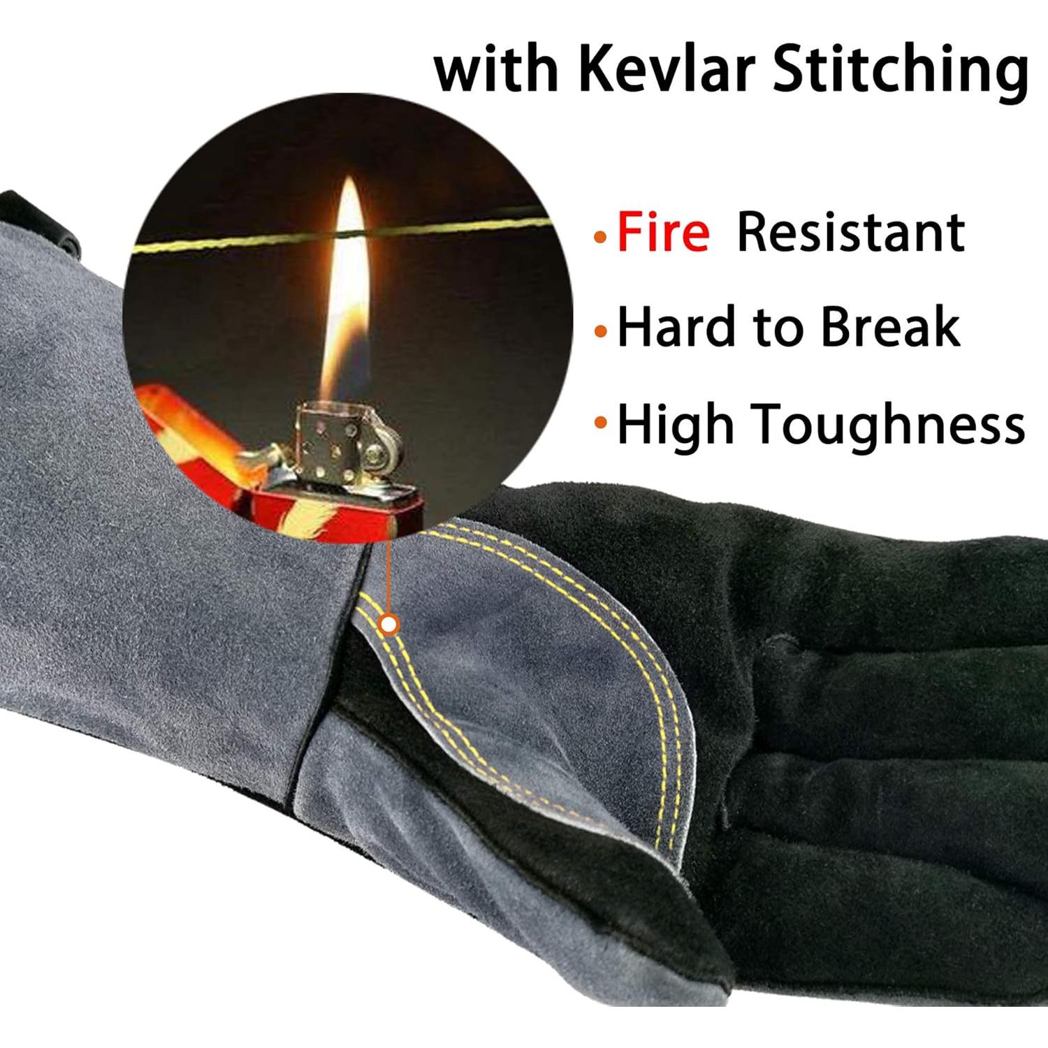 Guantes de Soldadura WZQH de Cuero Resistente al Calor 35.6cm