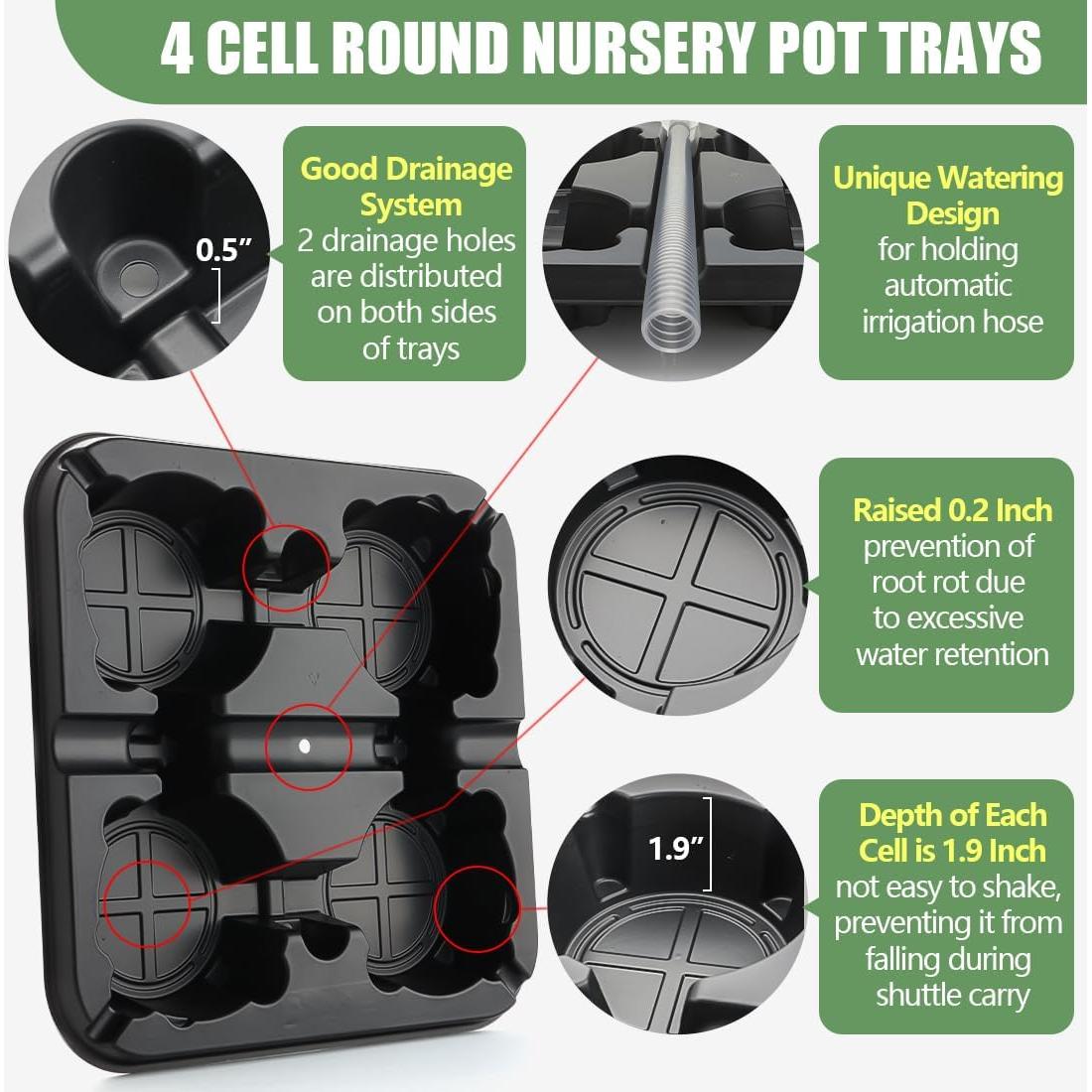 Bandejas de Vivero 4 Celdas RooTrimmer para Macetas 5 Pulgadas