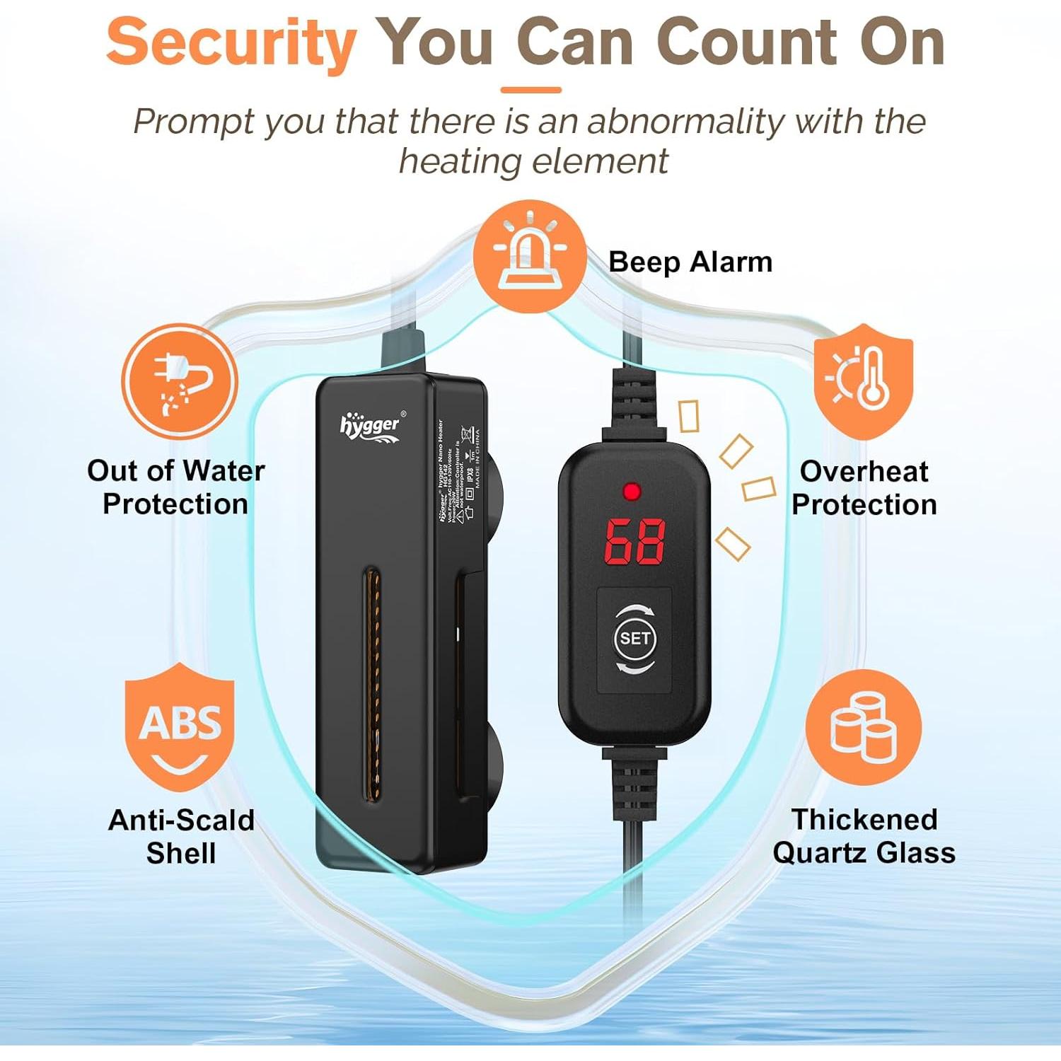 Calentador Sumergible Hygger 20W para Acuarios de 3.79-18.93L