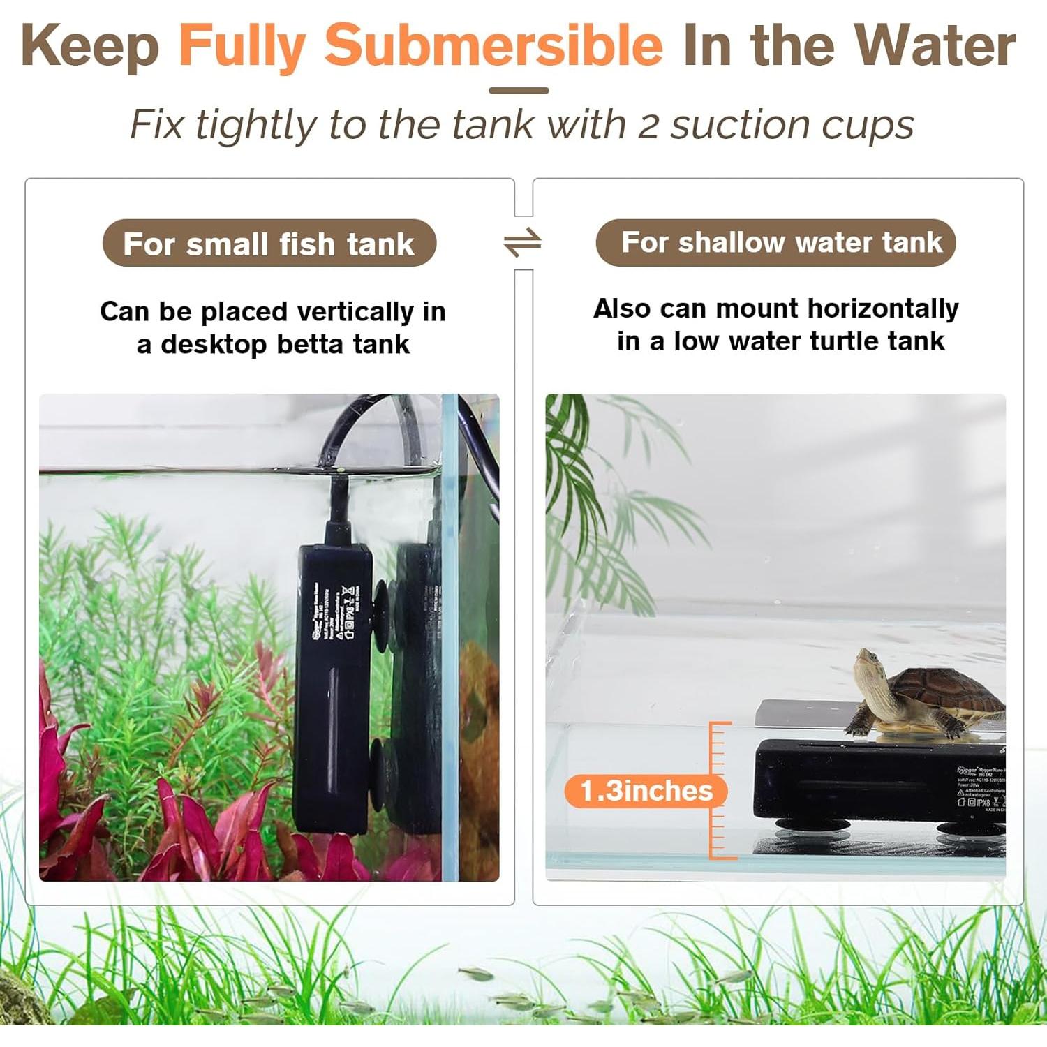 Calentador Sumergible Hygger 20W para Acuarios de 3.79-18.93L