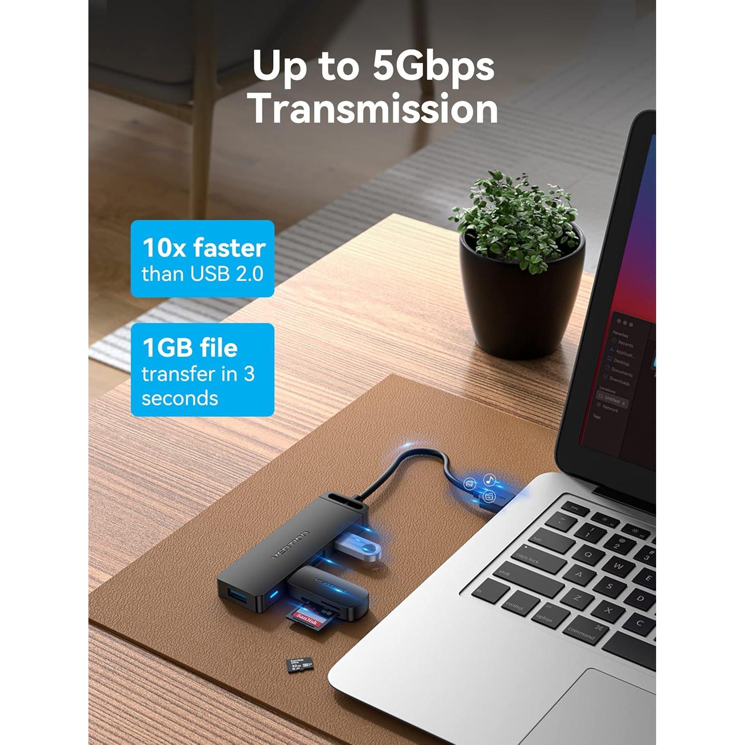 Hub USB 3.0 VENTION 4 Puertos Ultra Delgado 0.15M