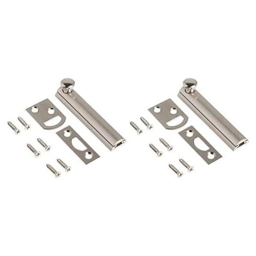 Cerradura deslizante de seguridad Hickory Hardware, 2 unidades, níquel satinado