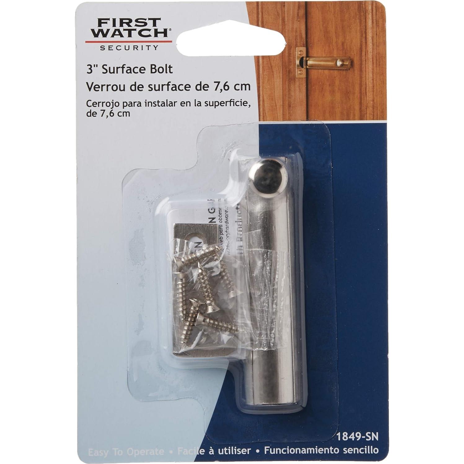 Cerradura deslizante de seguridad Hickory Hardware, 2 unidades, níquel satinado