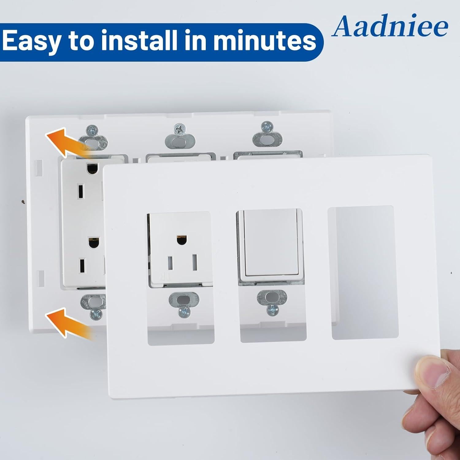 Placas de Pared Decorativas Aadniee 3 Gang 11.88x16.59cm Blanco