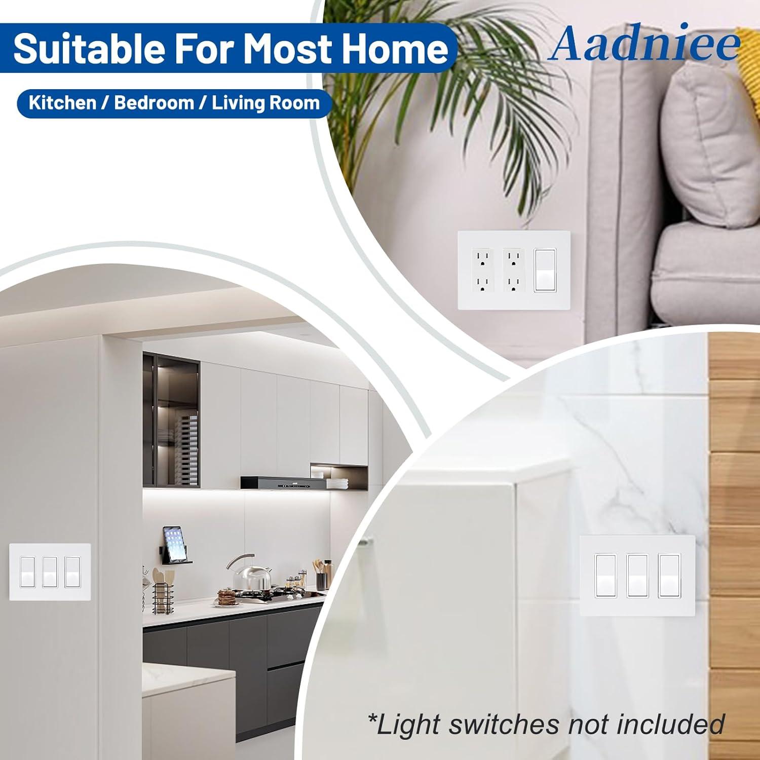 Placas de Pared Decorativas Aadniee 3 Gang 11.88x16.59cm Blanco