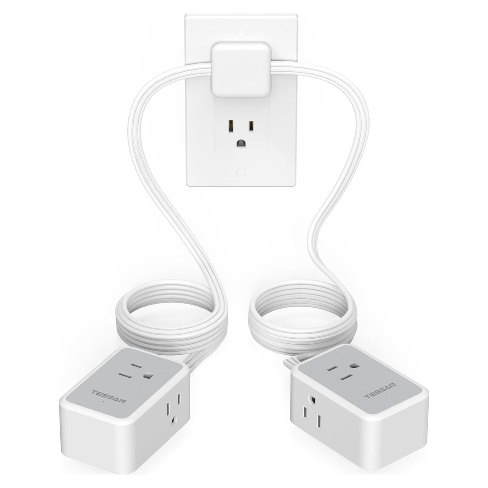 Cable de Extensión Doble TESSAN 3.66m con Protector de Sobretensión