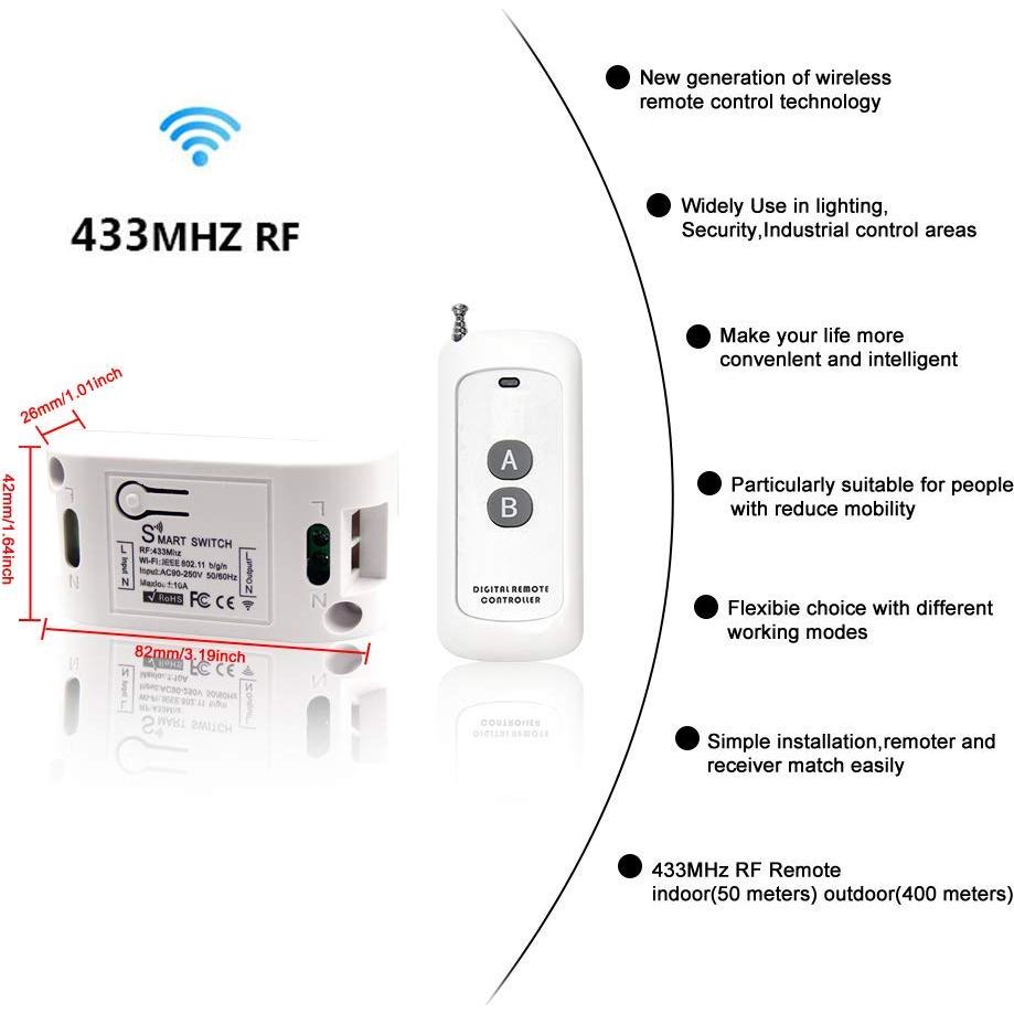 Interruptor Inteligente WiFi RODOT KR2201W, Control Remoto y Voz