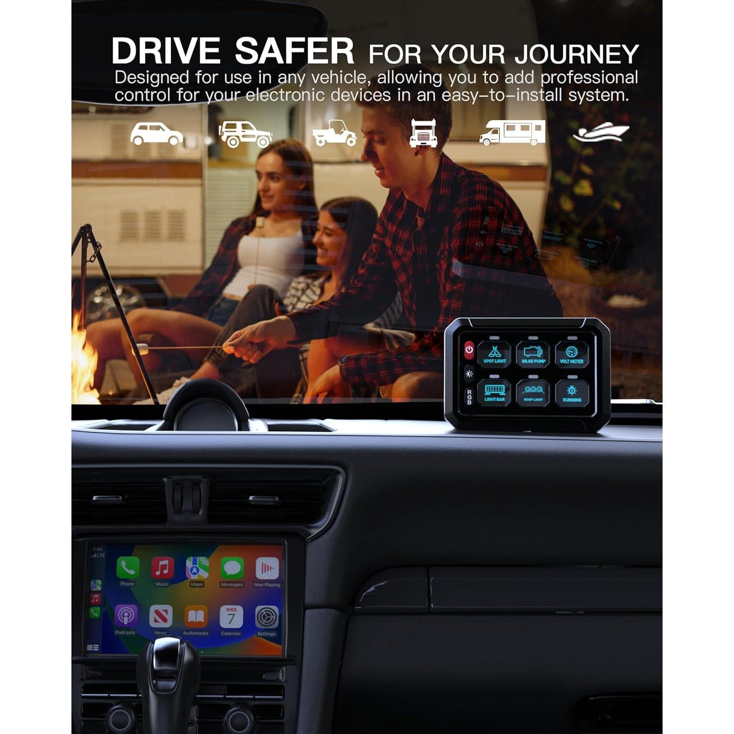 Panel de Interruptores RGB 6 Gang HulkGoo 12V/24V Impermeable