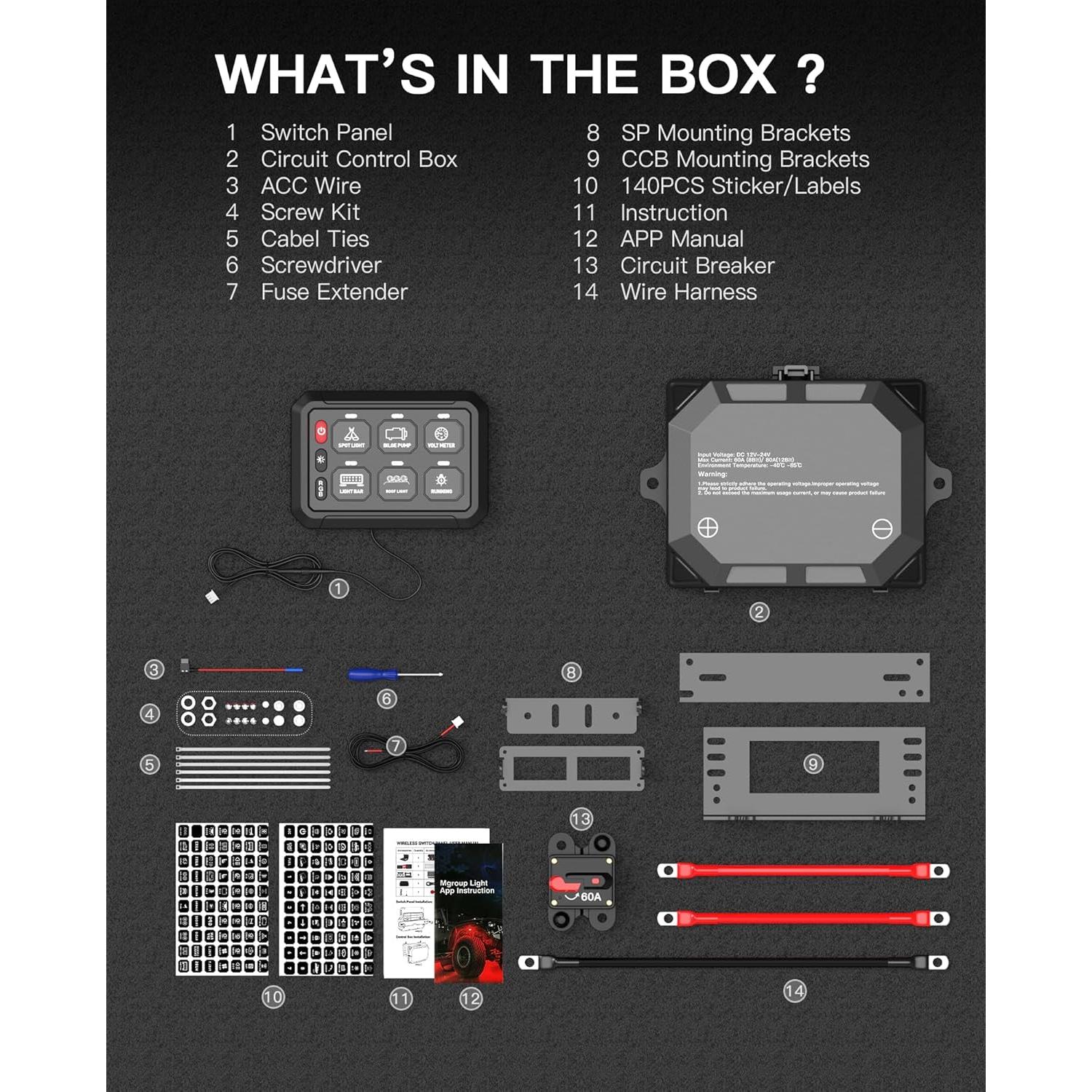 Panel de Interruptores RGB 6 Gang HulkGoo 12V/24V Impermeable