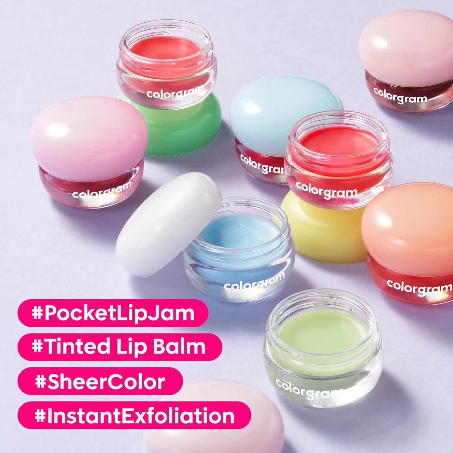 COLORGRAM TINTIN DORY LIP JAM 01 SHINE MUSCAT JAM | Pudding Pot Lip Blush | Tinted Lip Jam, Hydrating & Plumping Lip Balm with Lightweight, Non-Sticky Formula | Clear Radiance & Semi-Transparent Color