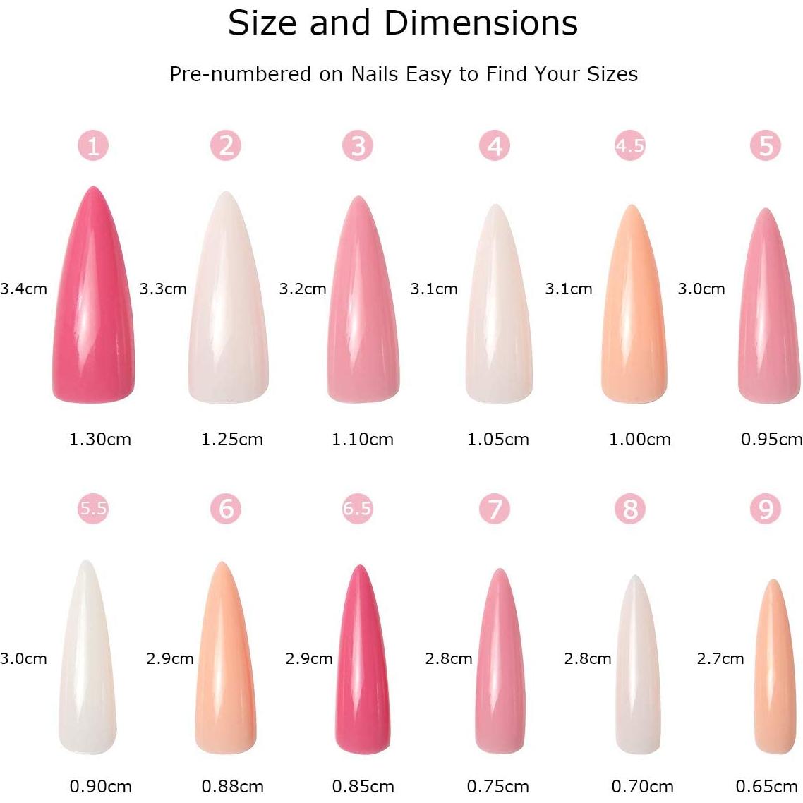 Kit de Uñas Acrílicas Makartt Stiletto Largo 240PCS Gel