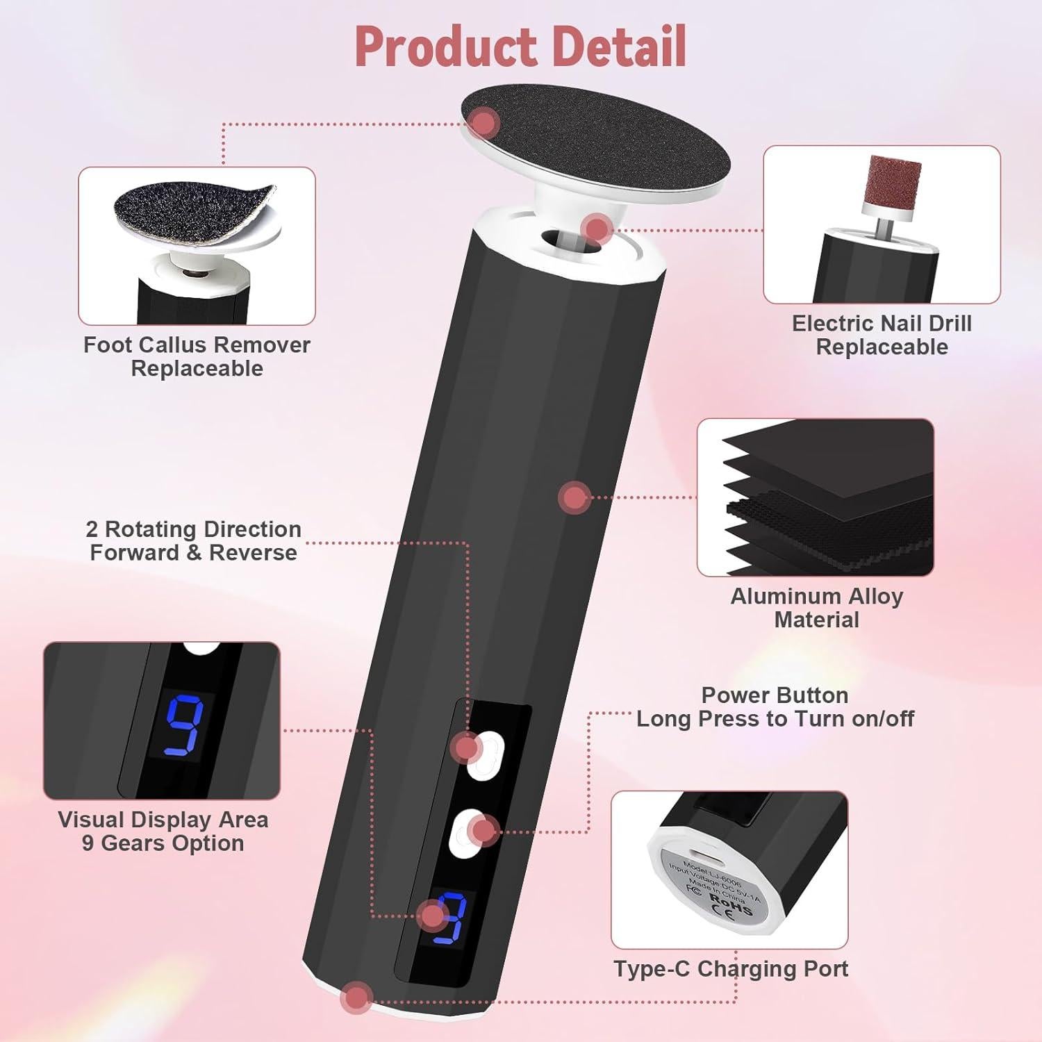 Removedor de Callos Eléctrico Jasite 2 en 1 con 50 Discos