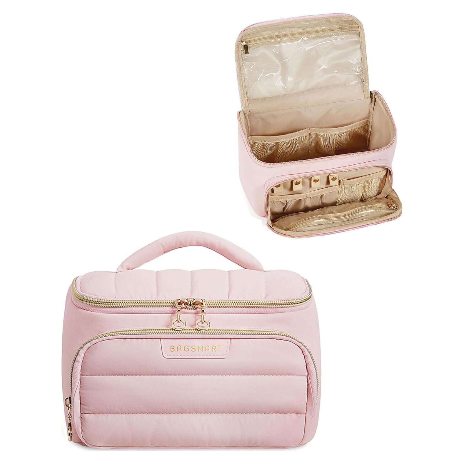 Bolsa de Maquillaje de Viaje BAGSMART Rosa Bebé 23x14x11.5cm