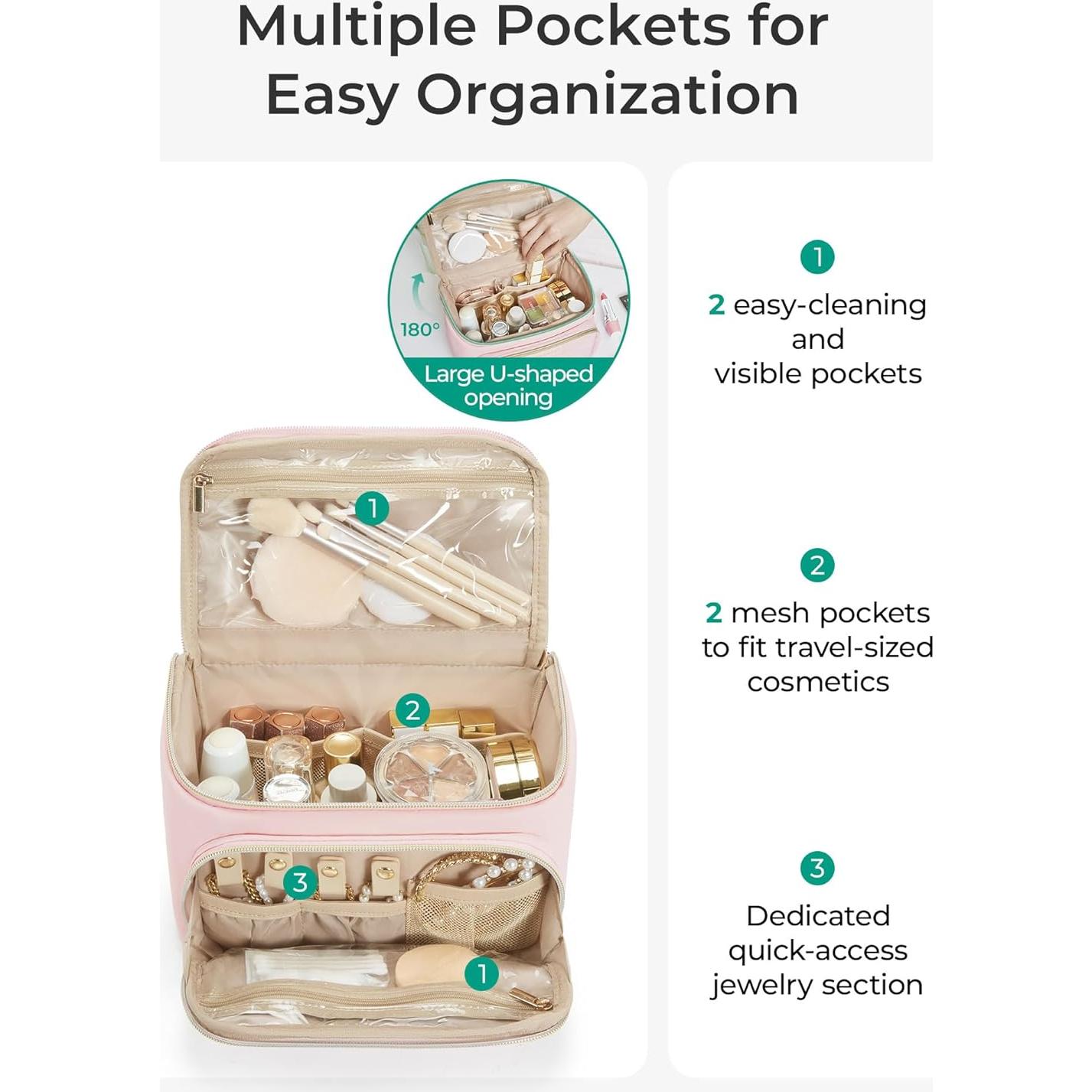 Bolsa de Maquillaje de Viaje BAGSMART Rosa Bebé 23x14x11.5cm