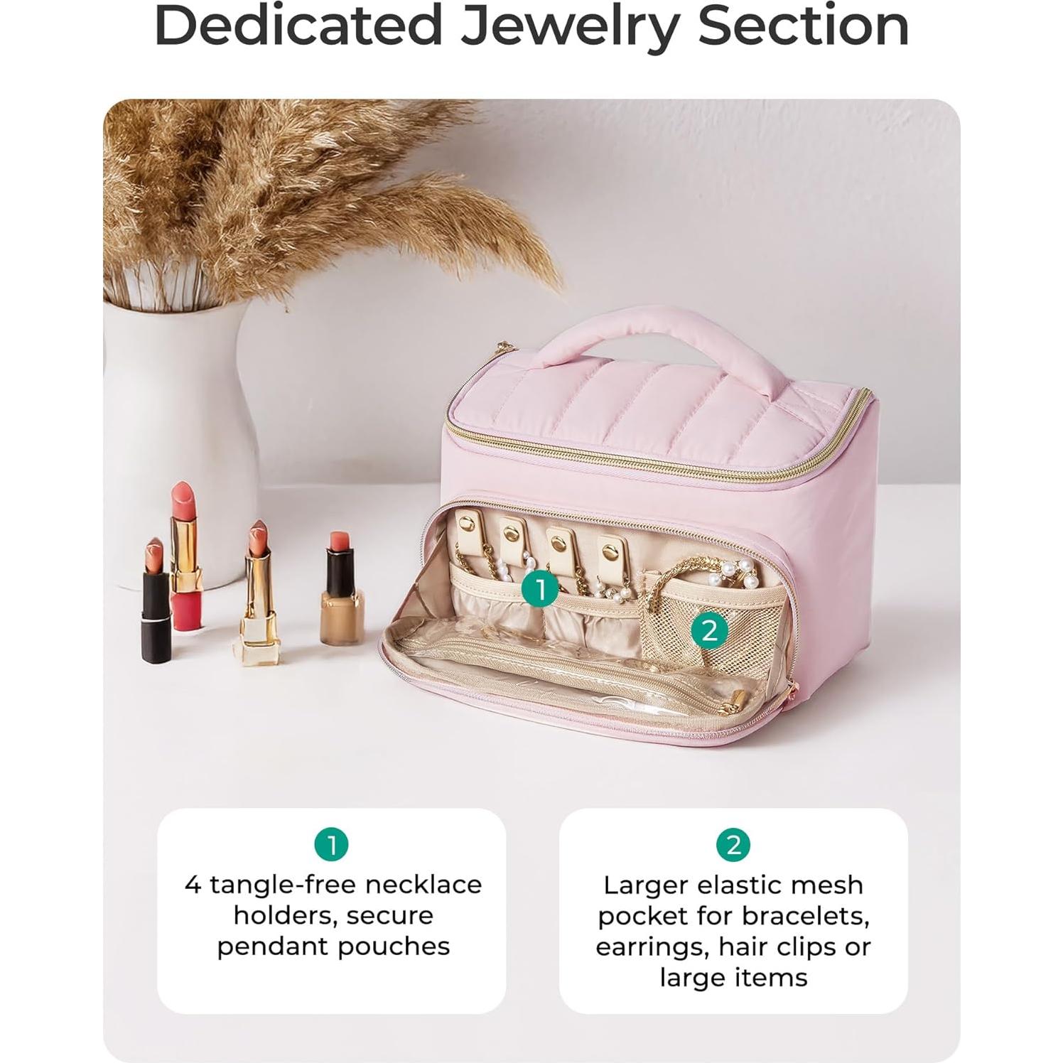 Bolsa de Maquillaje de Viaje BAGSMART Rosa Bebé 23x14x11.5cm