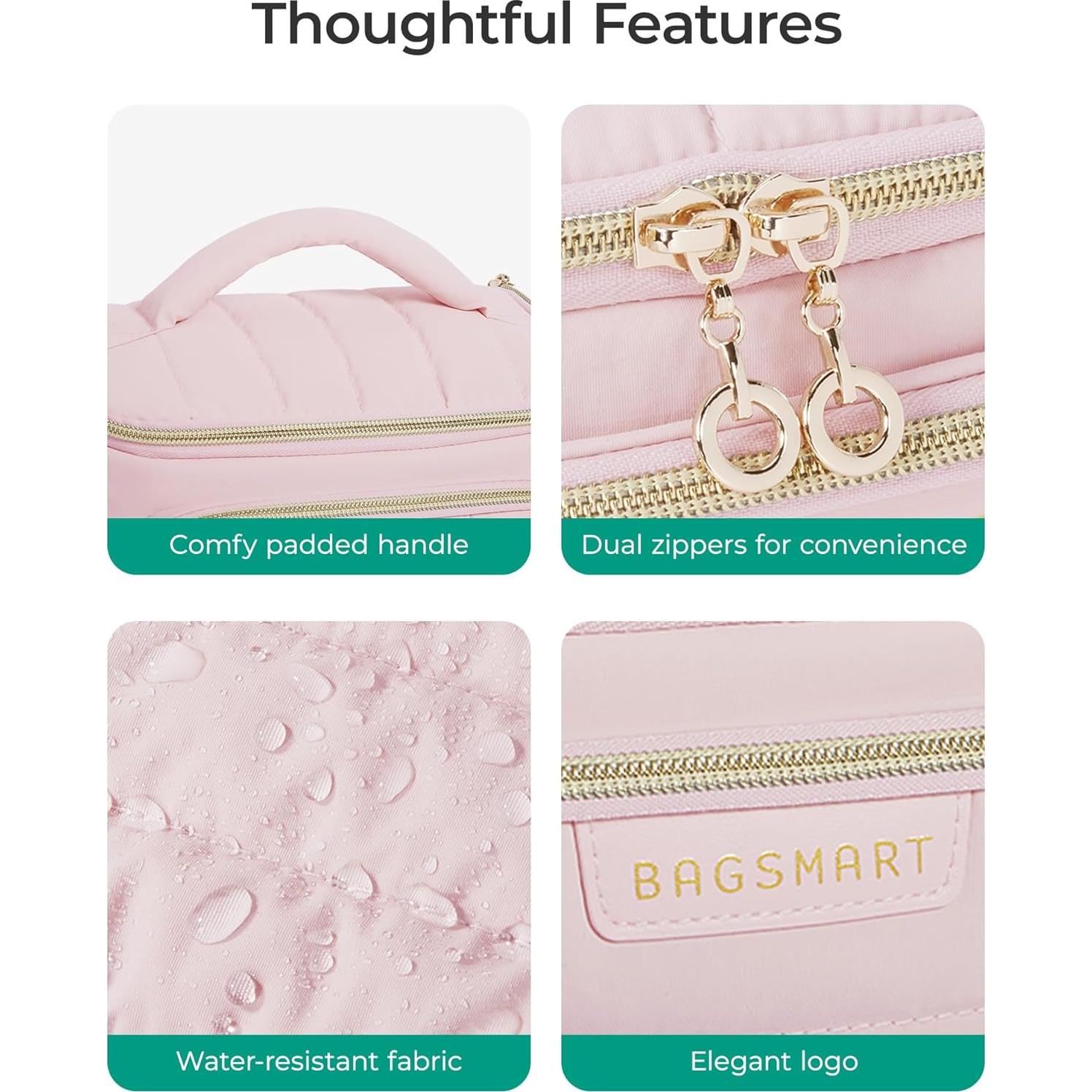 Bolsa de Maquillaje de Viaje BAGSMART Rosa Bebé 23x14x11.5cm