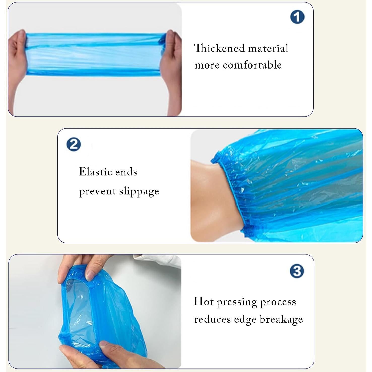 200 Mangas Desechables para Brazos LIYUN, 40x20 cm, Azul