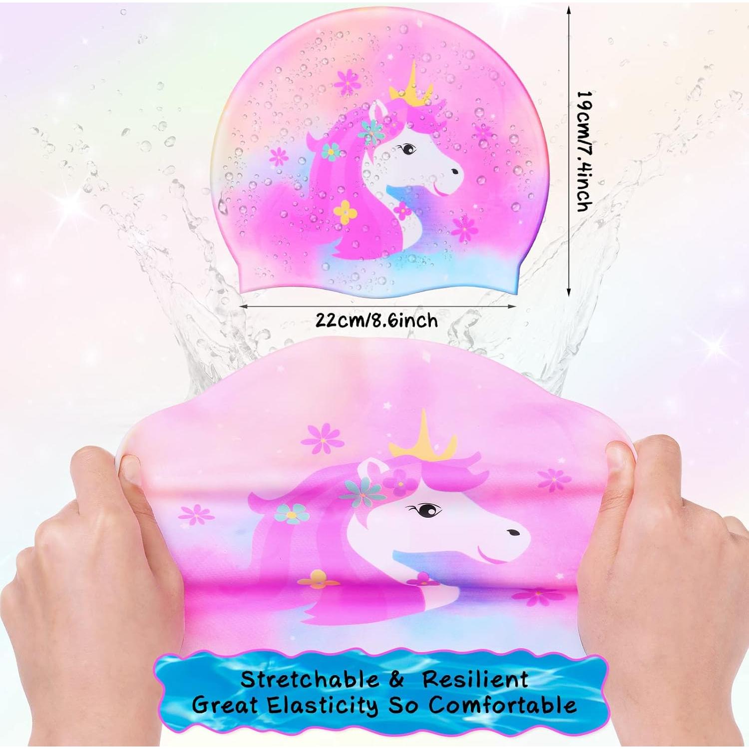 Gorras de Baño Syhood para Niños - 3 Pcs Silicona Unicornio