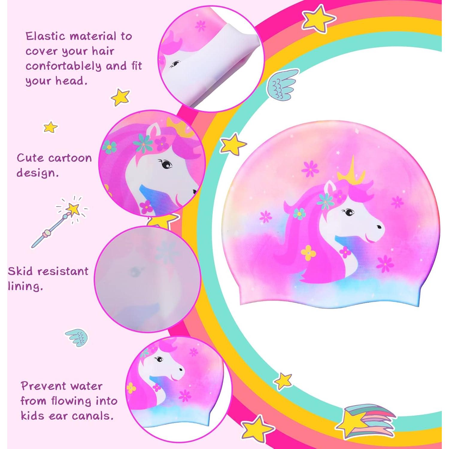 Gorras de Baño Syhood para Niños - 3 Pcs Silicona Unicornio