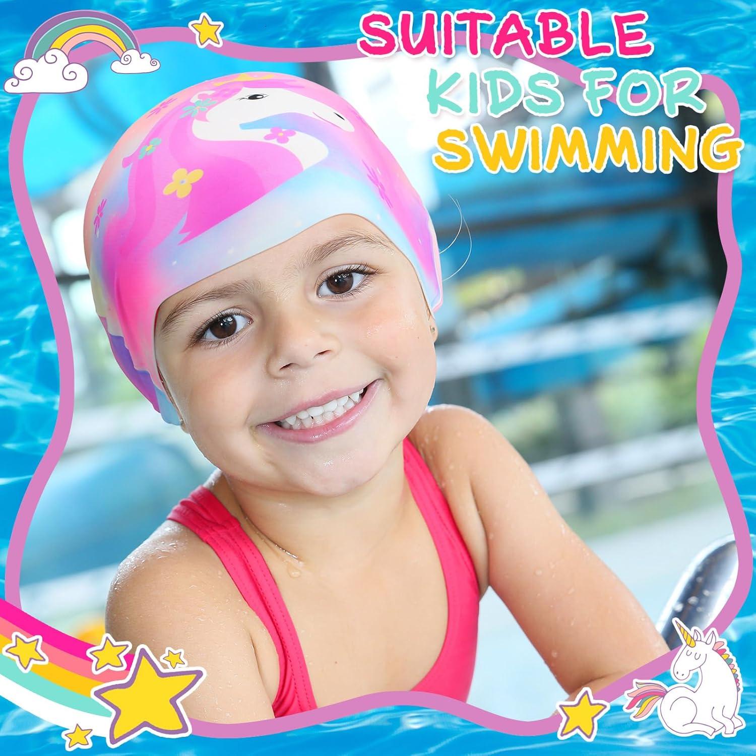 Gorras de Baño Syhood para Niños - 3 Pcs Silicona Unicornio