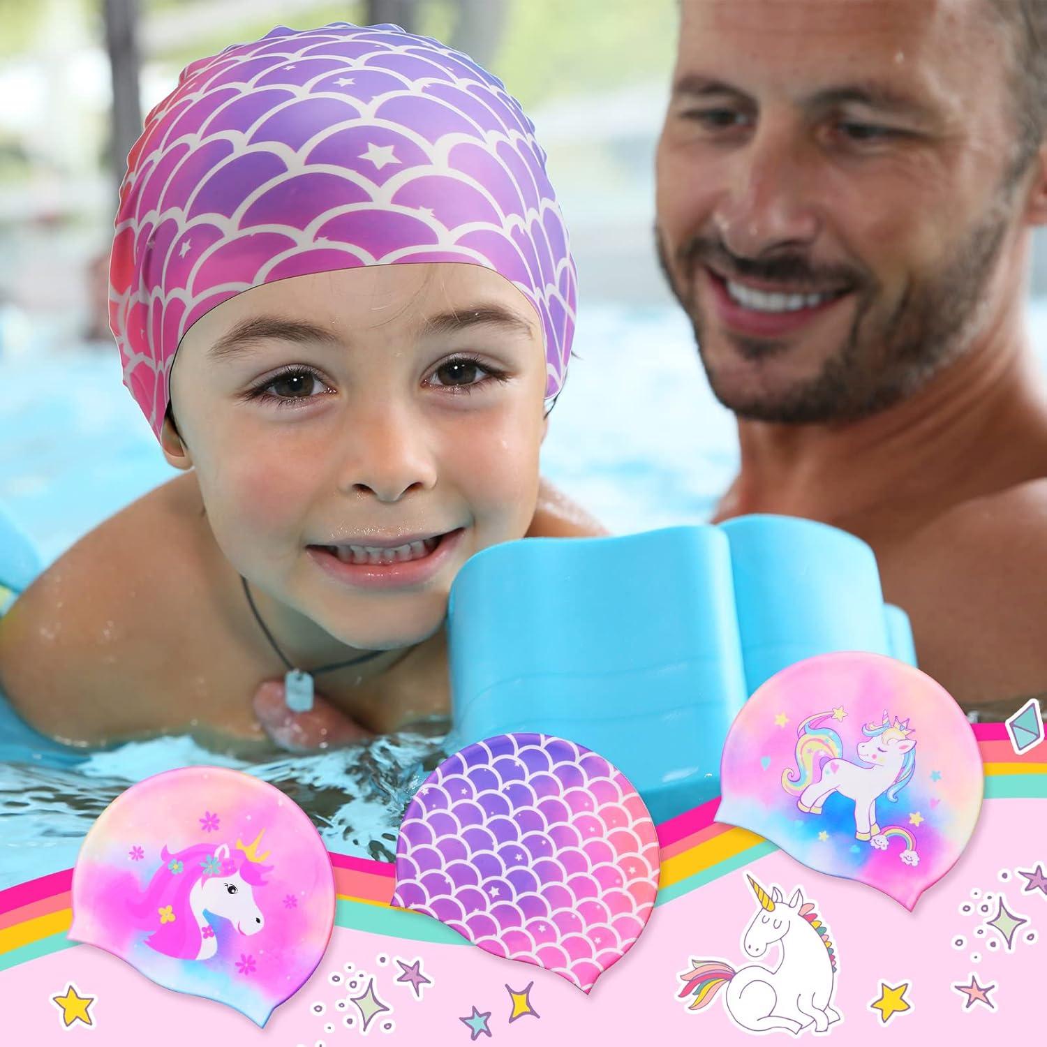 Gorras de Baño Syhood para Niños - 3 Pcs Silicona Unicornio