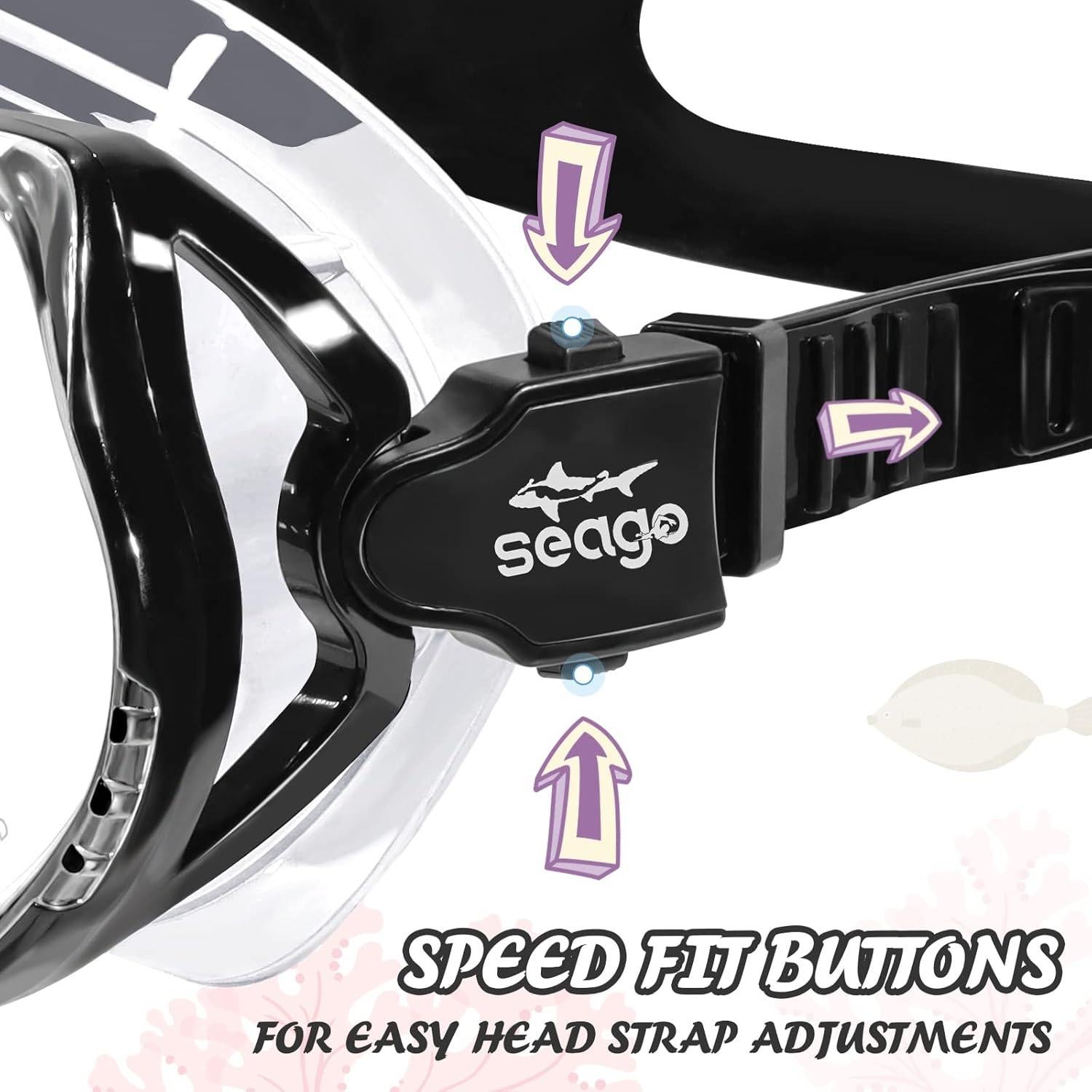 Gafas de natación Seago para niños 6-14 años con snorkel