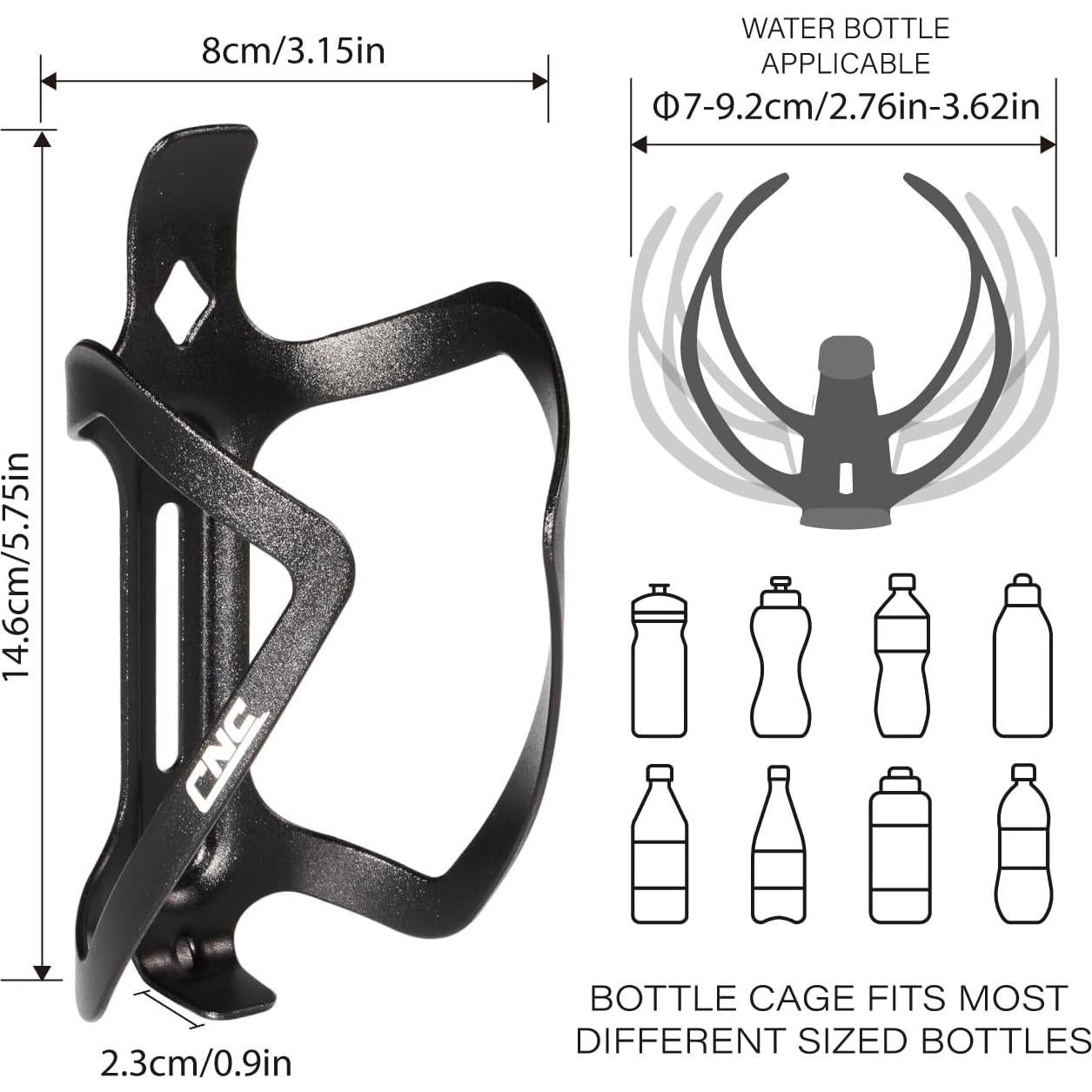 Soporte para Botella de Agua de Bicicleta CNC - Paquete de 2 - Negro